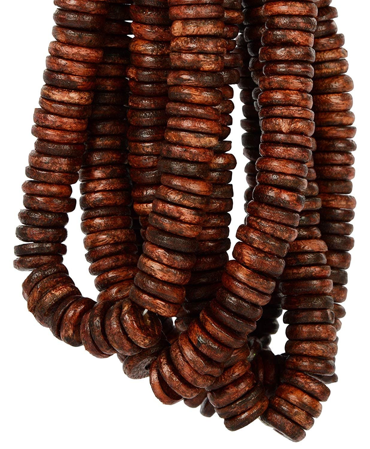 Goelx Flat Wooden Beads Bunch (10 Mala) Brown 10 mm for Jewellery Making, Beading & Art Craft Work - Approx. 1100 Beads !!
