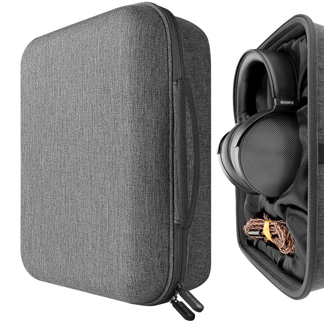 Shield Case for Large Sized Over-Ear Headphones, Replacement Protective Hard Shell Travel Carrying Bag with Cable Storage, Compatible with ATH-AWKT, Sony MDR-Z1R and More (Dark Grey)