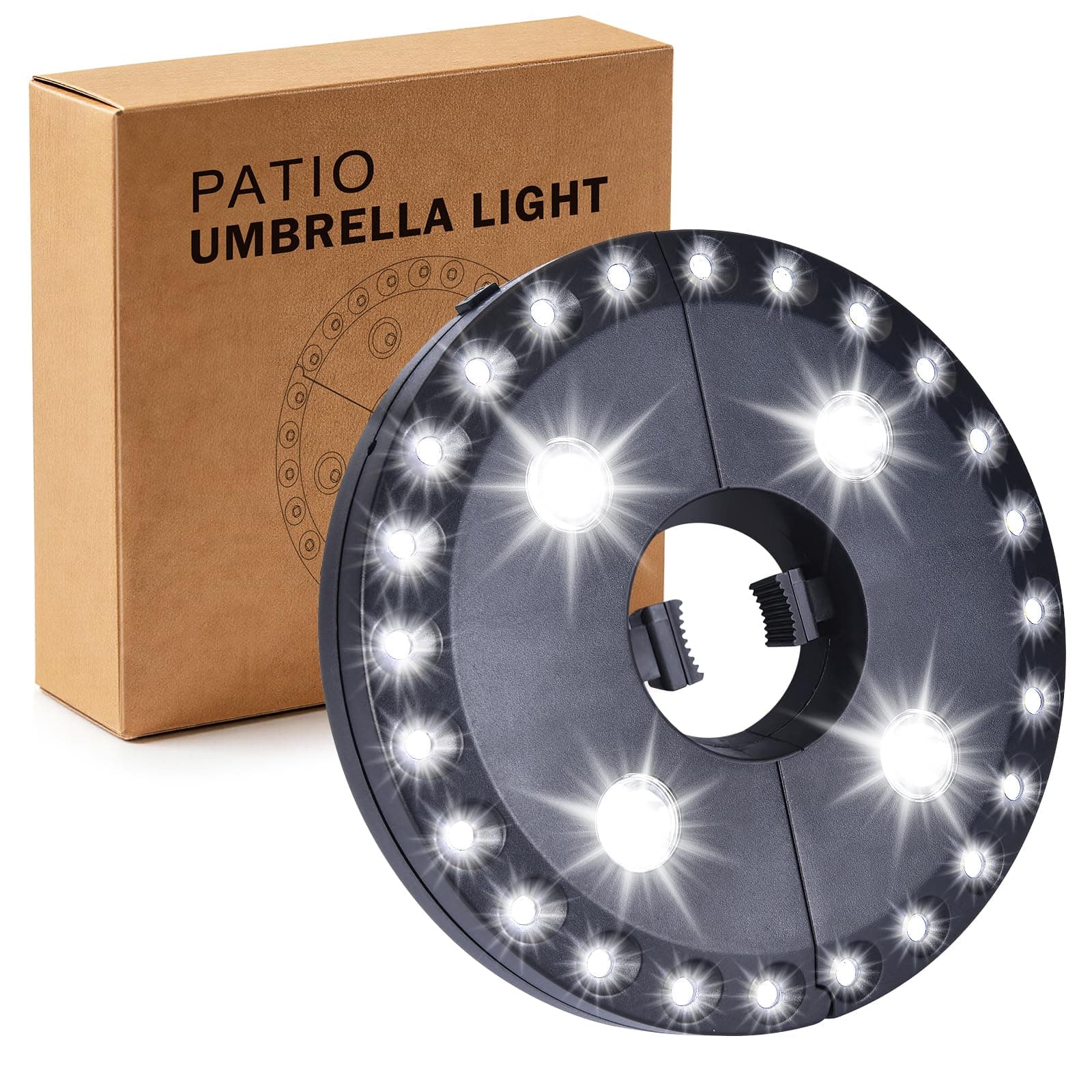 (28 LEDs, Cool White) - Patio Umbrella Light 3 Brightness Modes Cordless 28 LED Lights at 200 lumens-4 x AA Battery Operated,Umbrella Pole Light for Patio Umbrellas,Camping Tents or Indoor Us...