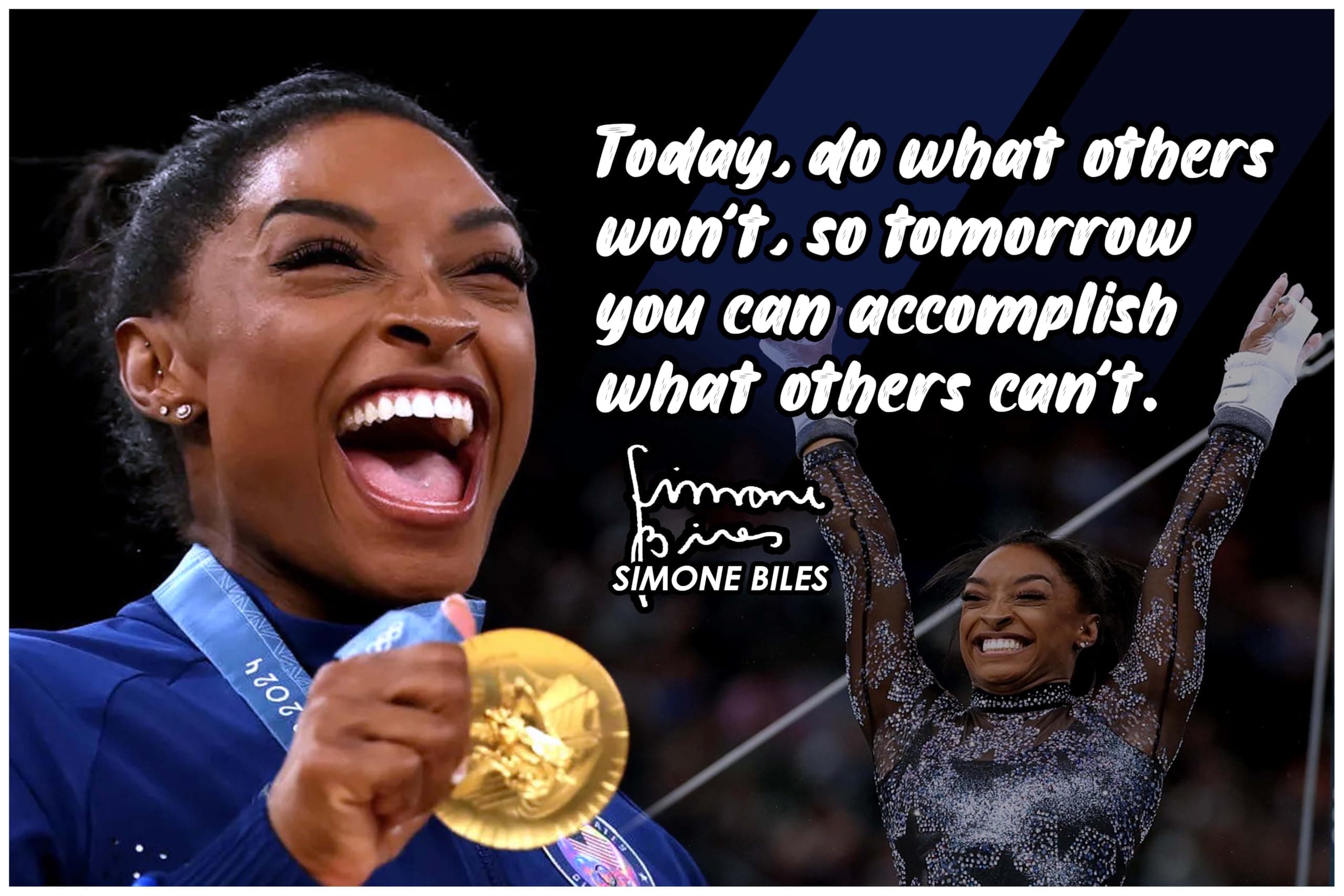 Simone Biles Motivational Poster Quote Inspirational Quotes Classroom Posters Gymnast Documentary Gymnastics Pro Black Legend Star Athlete Olympics Print Decor Wall Art G.O.A.T. USA Champion P160-2