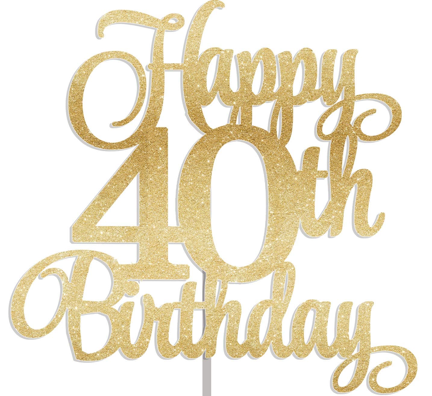 Happy 40TH Gold Glitter Cake Topper & 40 Birthday Party Forty Fortieth Toppers Cupcake