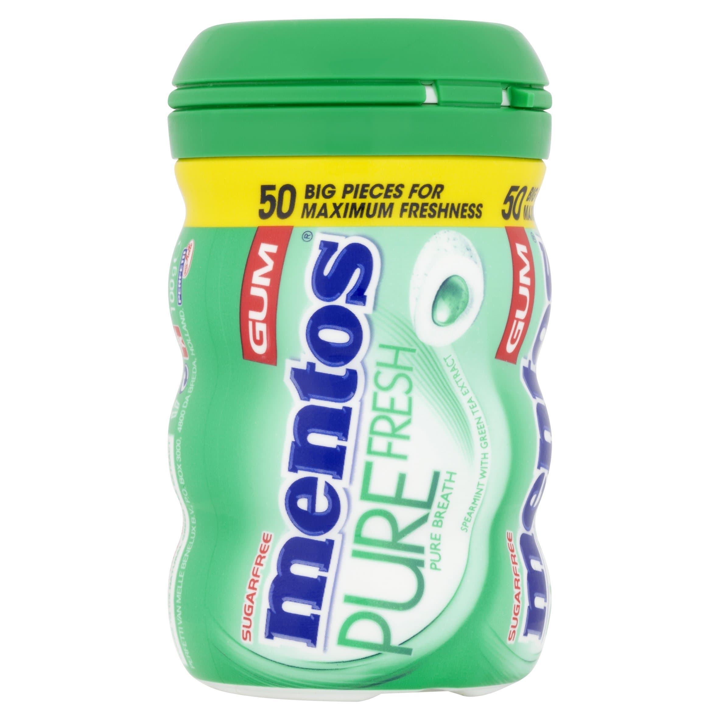 Mentos Gum Pure Fresh, Spearmint (Pack of 6 , 50-Piece)