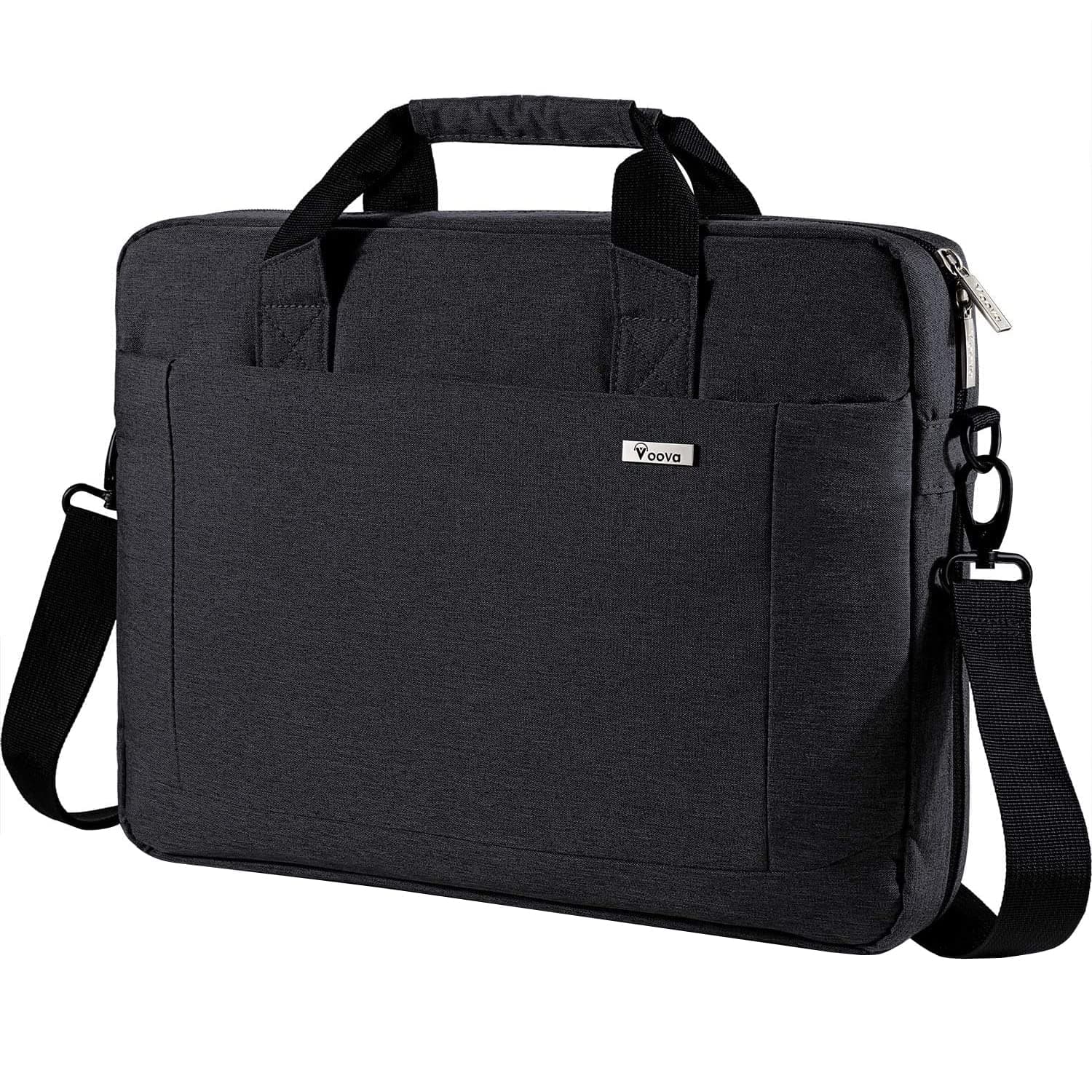 Voova Laptop Bag Case 17 17.3 Inch Computer Sleeve Messenger Bag with Shoulder Strap Expandable Waterproof Large Capacity Business Briefcase for Work Travel Fit 17-18 Inch Laptop, Men Women-Black