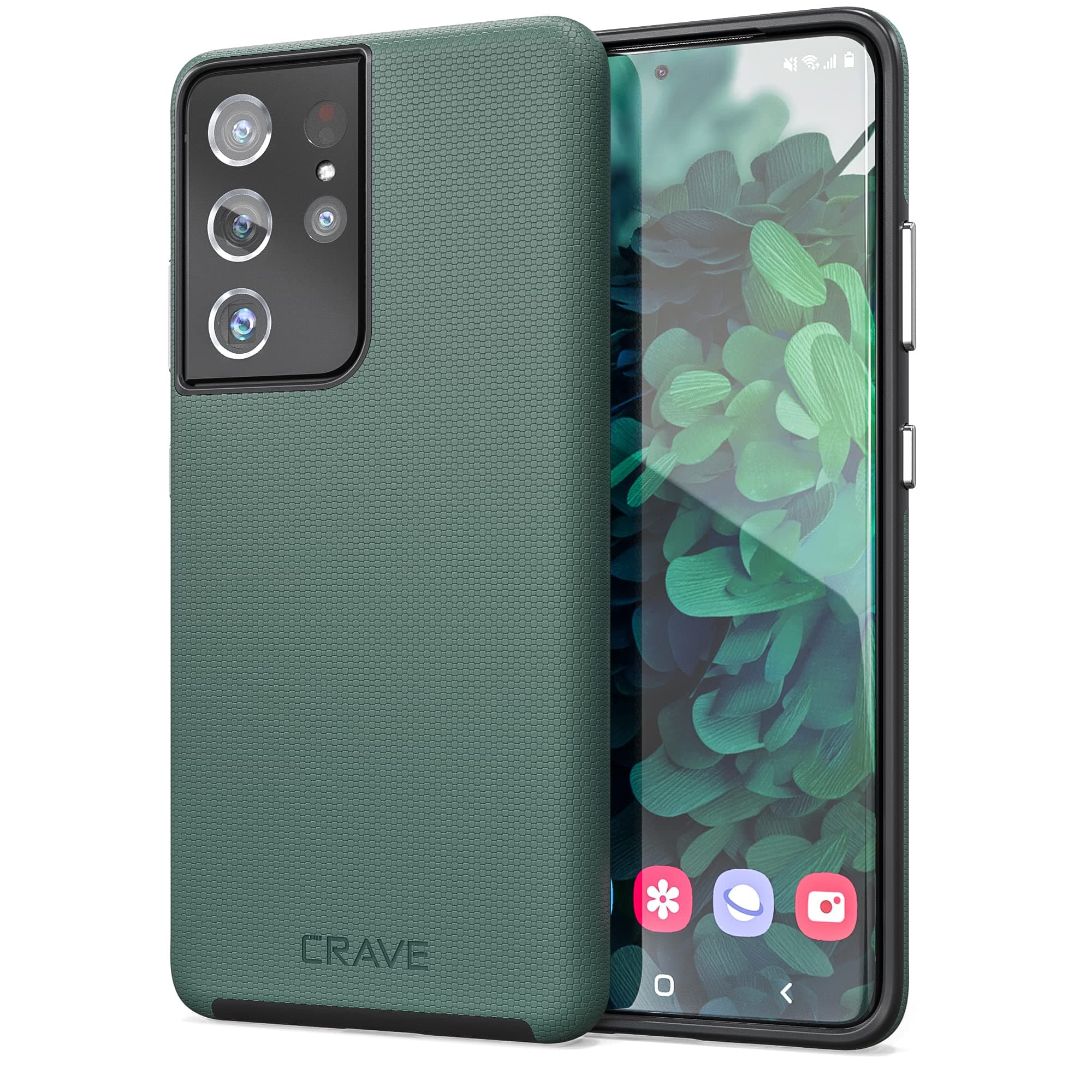 Crave for Galaxy S21 Ultra Case, Shockproof Protection Dual Layer Case for Samsung Galaxy S21 Ultra 5G (6.8 inch) - Forest Green