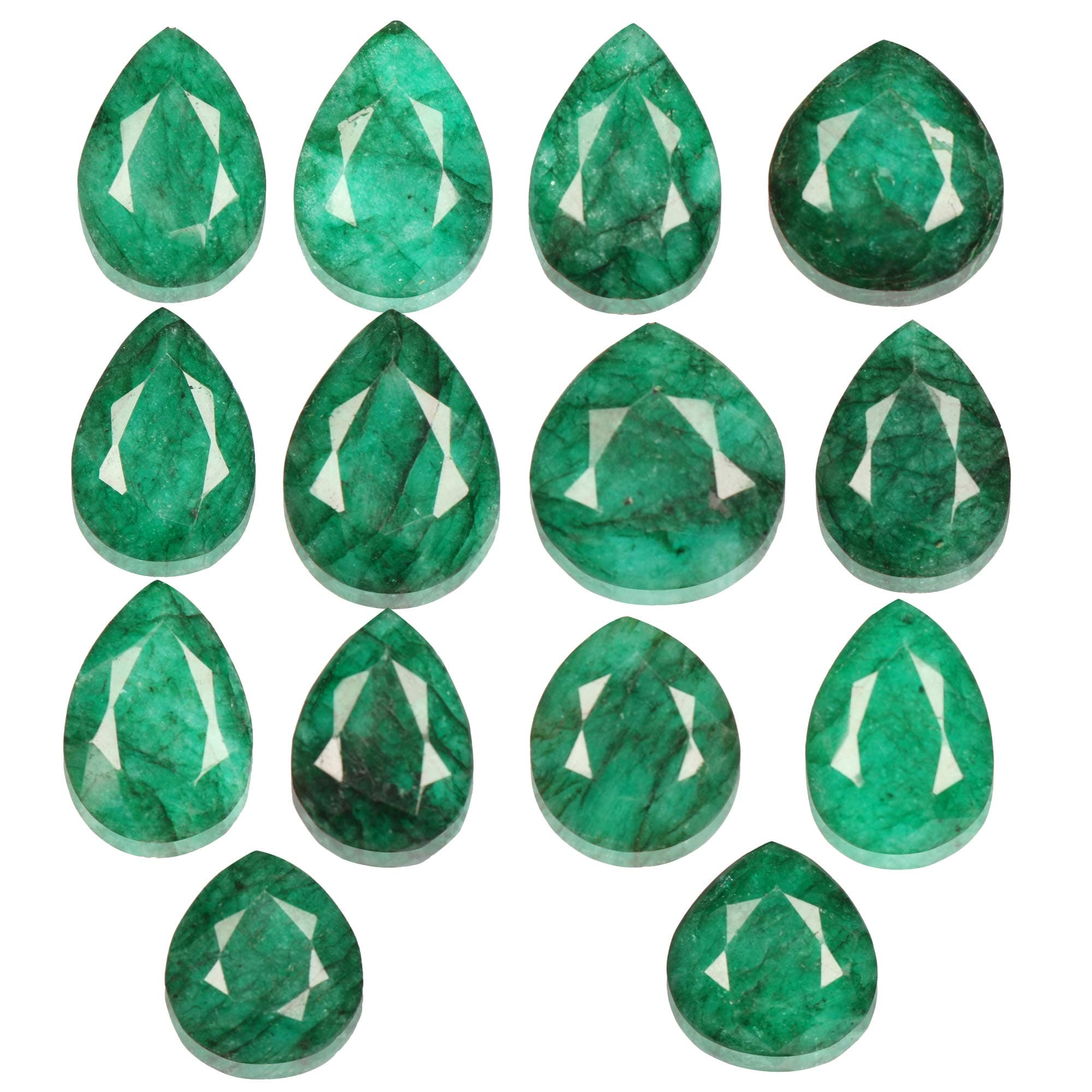 Jewelry Making Gemstone Beads 140.00 Carat. 14 Pcs Natural Green Emerald Gemstone, Pear Cut Emerald Gemstone Lot for Jewelry