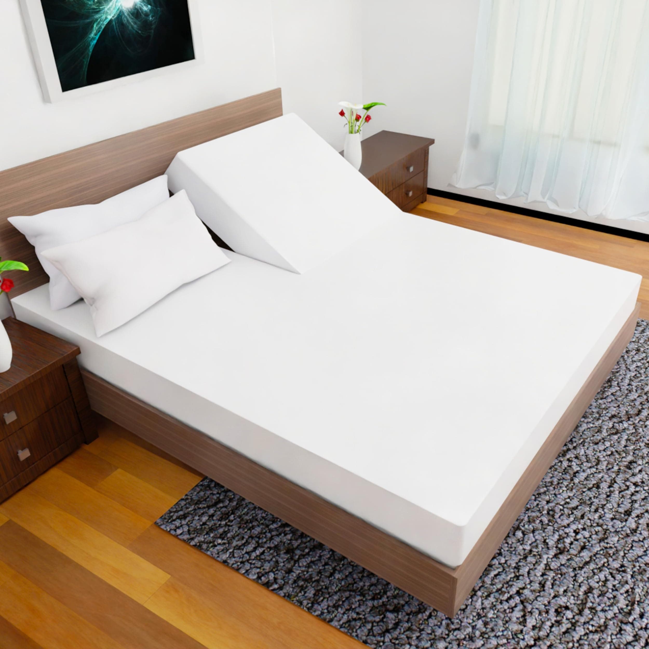 Top Split Flex Head King Size Sheet Set - Egyptian Quality Ultra-Soft Bed Sheets | Double Brushed | Deep Pockets- Easy Fit - 4 Piece Set- Fade Resistant (Top Split, White)