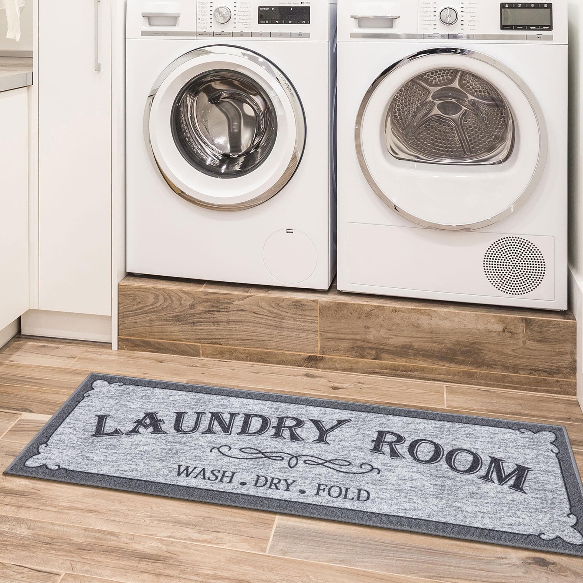 20" x 59" Laundry Room Rug - Non-Slip Mat for Laundry & Mudroom - Durable, Stain-Resistant, and Easy to Clean - Perfect for High-Traffic Areas - Runner Rug for Entryway Bathroom, Gray