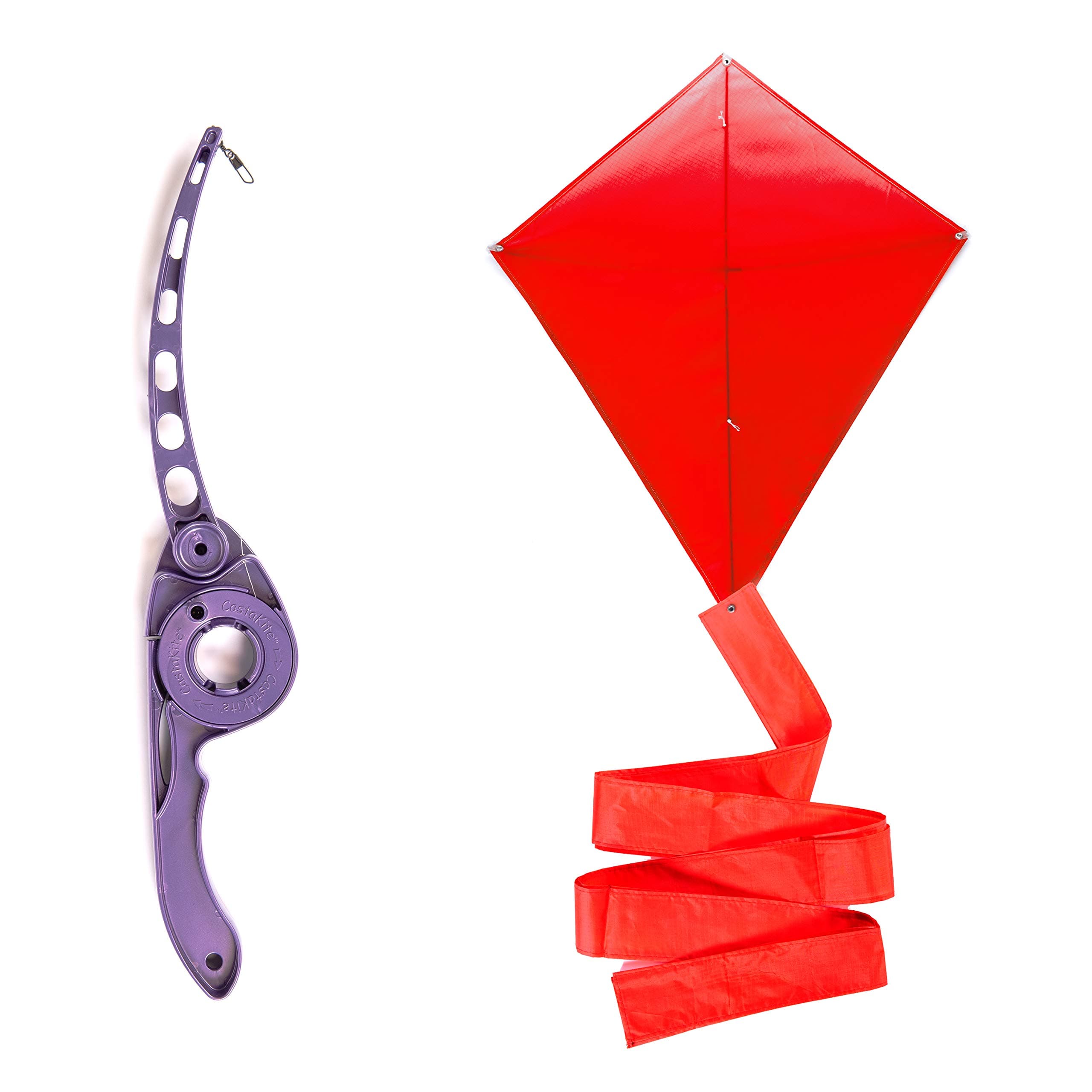 Castakite - Kite and Flying Handle for Kids - Easy to Fly Kite with Reel and String - Integrated Kite Line Winder Grip Wheel - Best Easy Flyer Kite with Long Tail Perfect for The Beach or Park