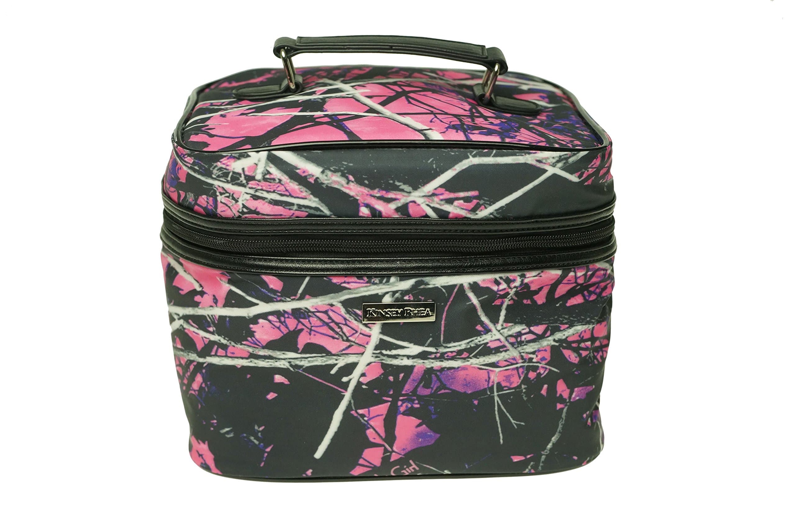 Muddy Girl Purple Pink Carry Handle Cosmetic Bag 10" x 8" x 7 3/4"