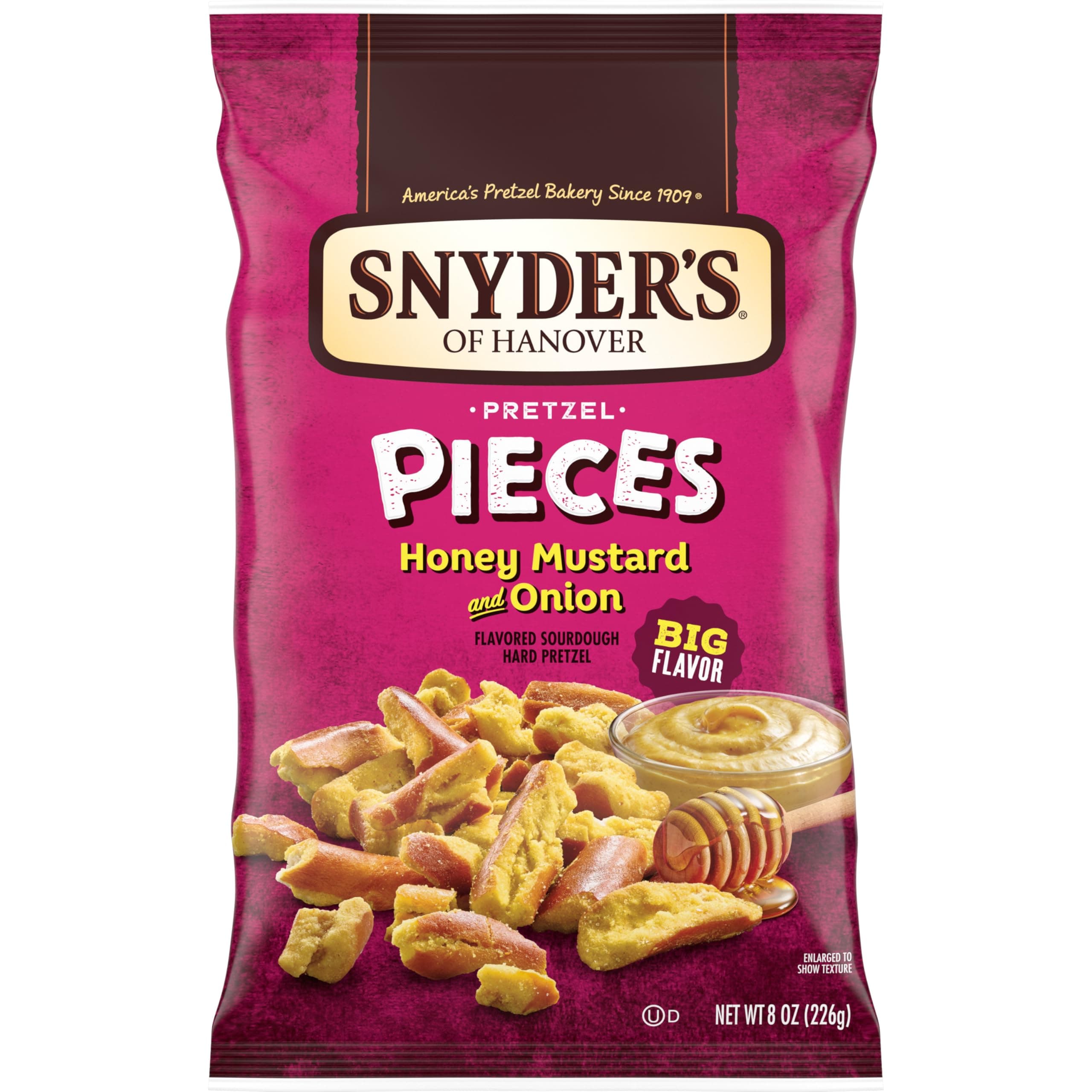 Pretzel Pieces, Honey Mustard and Onion, 8 Ounce (Pack of 6)
