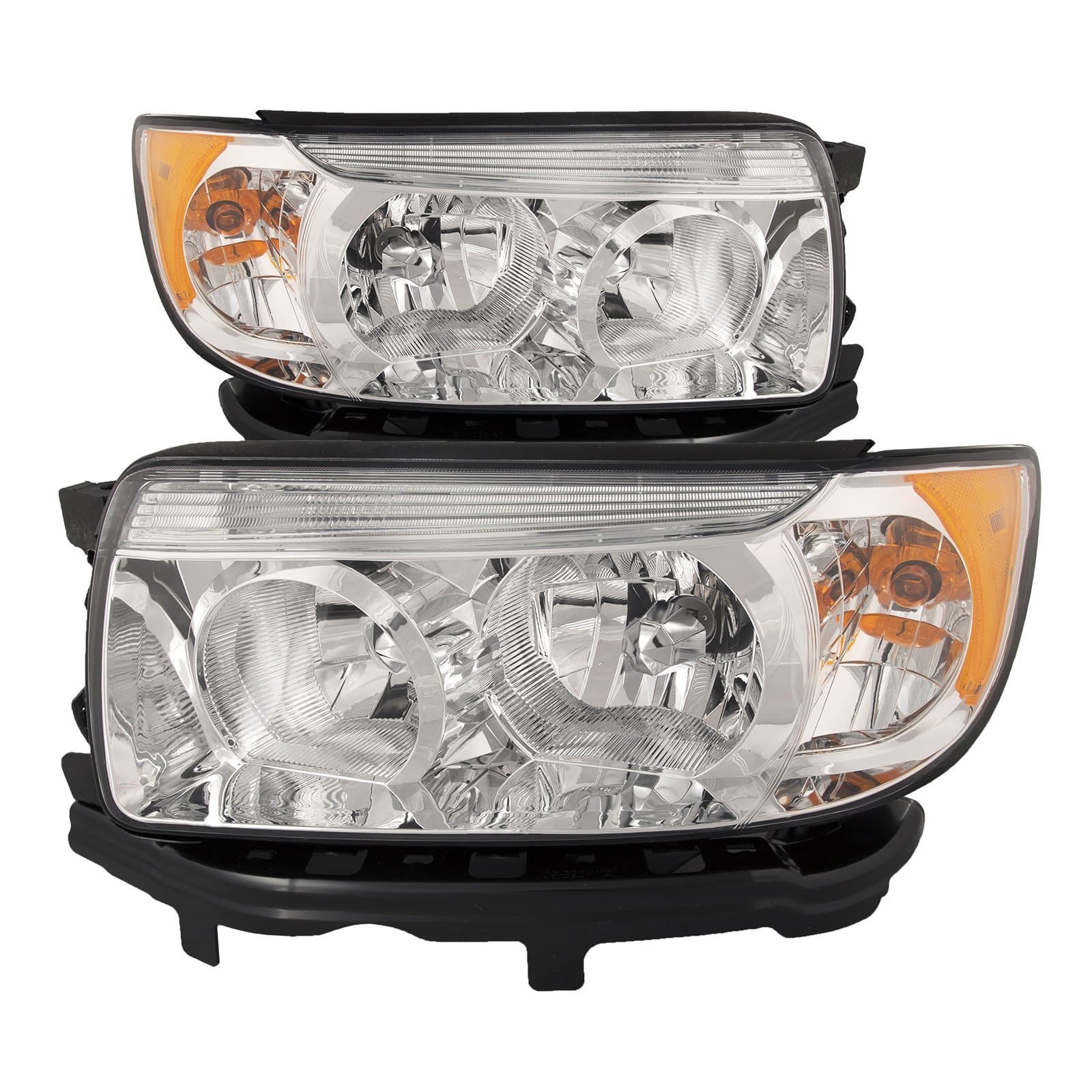PERDE Compatible with Subaru Forester Headlight Set Driver Left Passenger Right Pair Halogen w/Chrome Housing w/Performance Lens