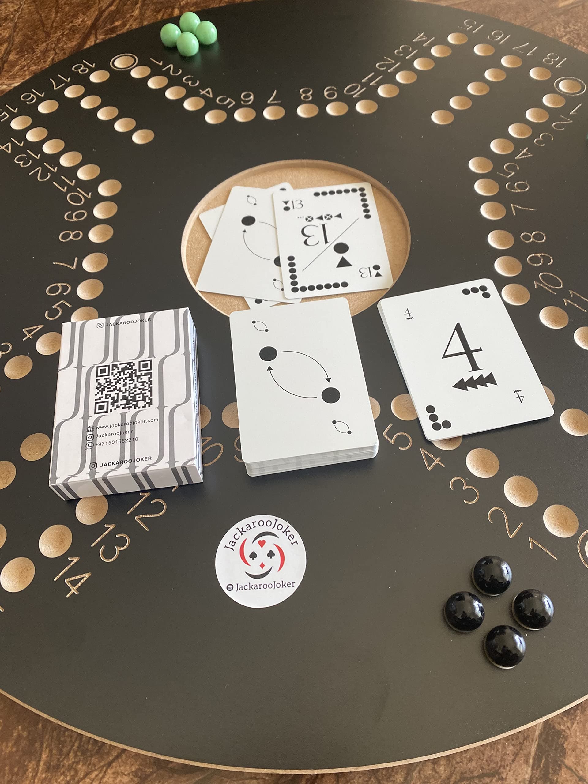 Jackaroo Board Game with Cards and Glass Marbles Jakaro (4 Players)