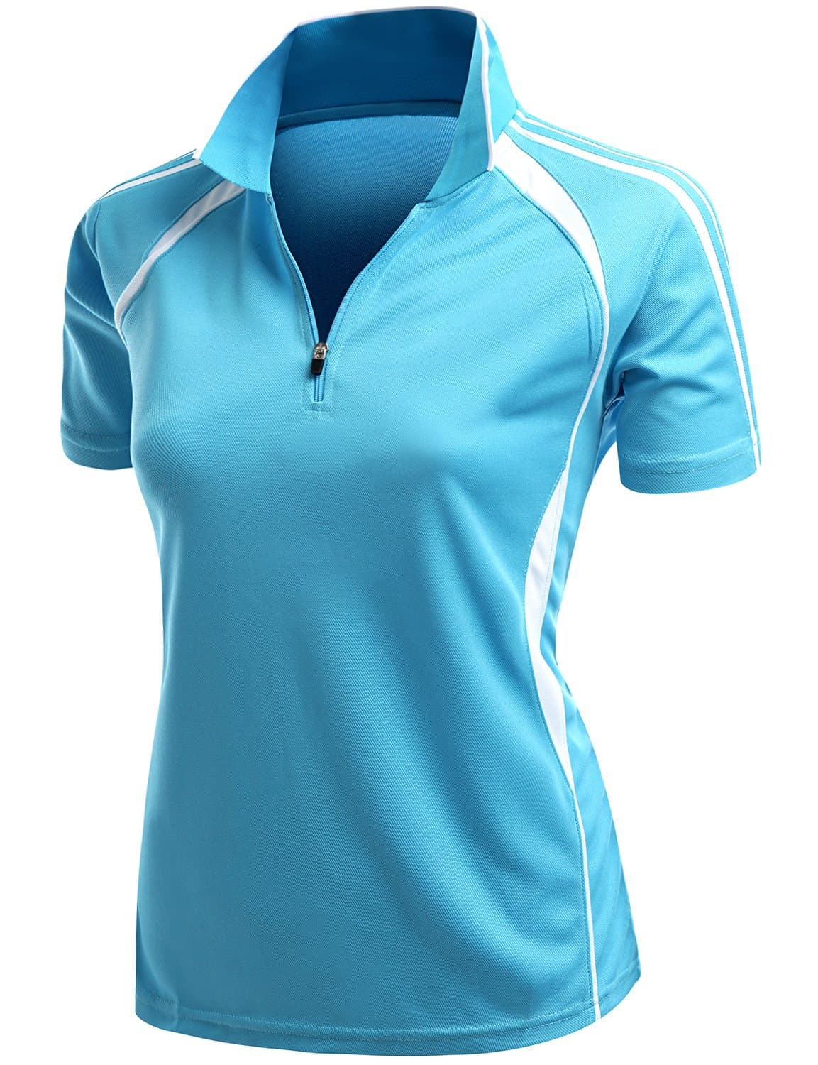 Women's Coolmax Collar 2 Tone Sporty Feel Functional Leisure Polo Tshirt
