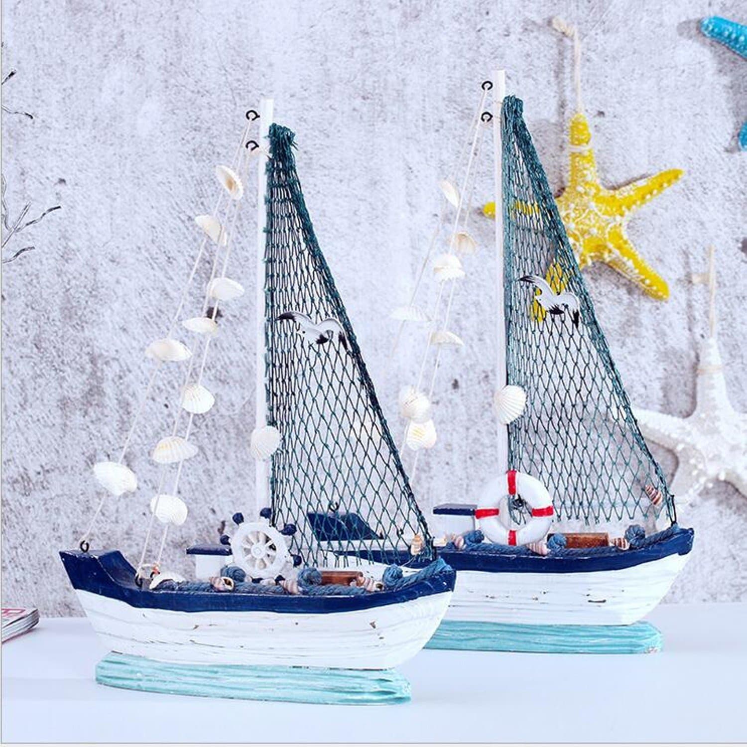 Desk Decorative Conch Sailboat Ornaments Resin Crafts Decor Diy Accessories Handmade Model Home Decoration Gift