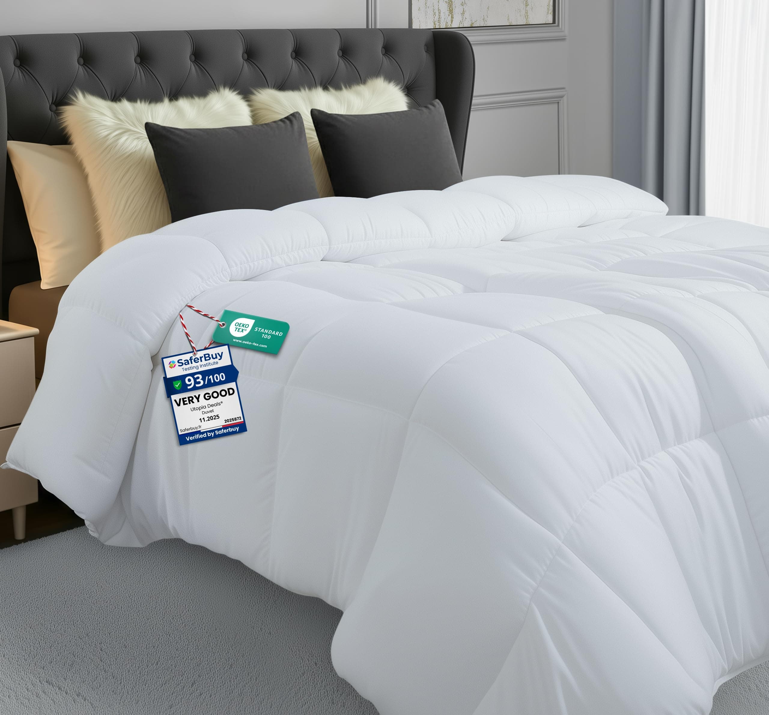 Utopia Bedding King Size Duvet – 4.5 Tog Lightweight Coverless All Season Duvet, Soft Breathable Microfiber with Box Stitching, 220x230 cm (White)