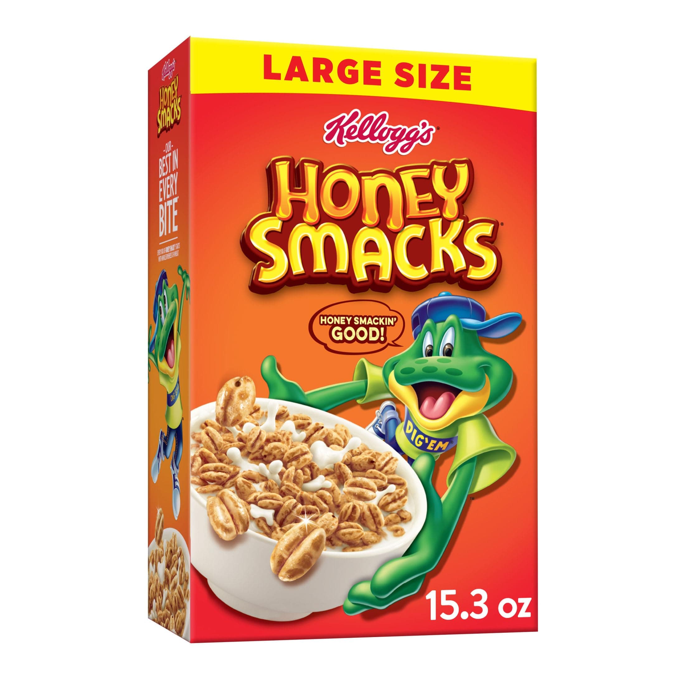 Kellogg's Honey Smacks Breakfast Cereal, Made with Whole Grain, 15.3 oz