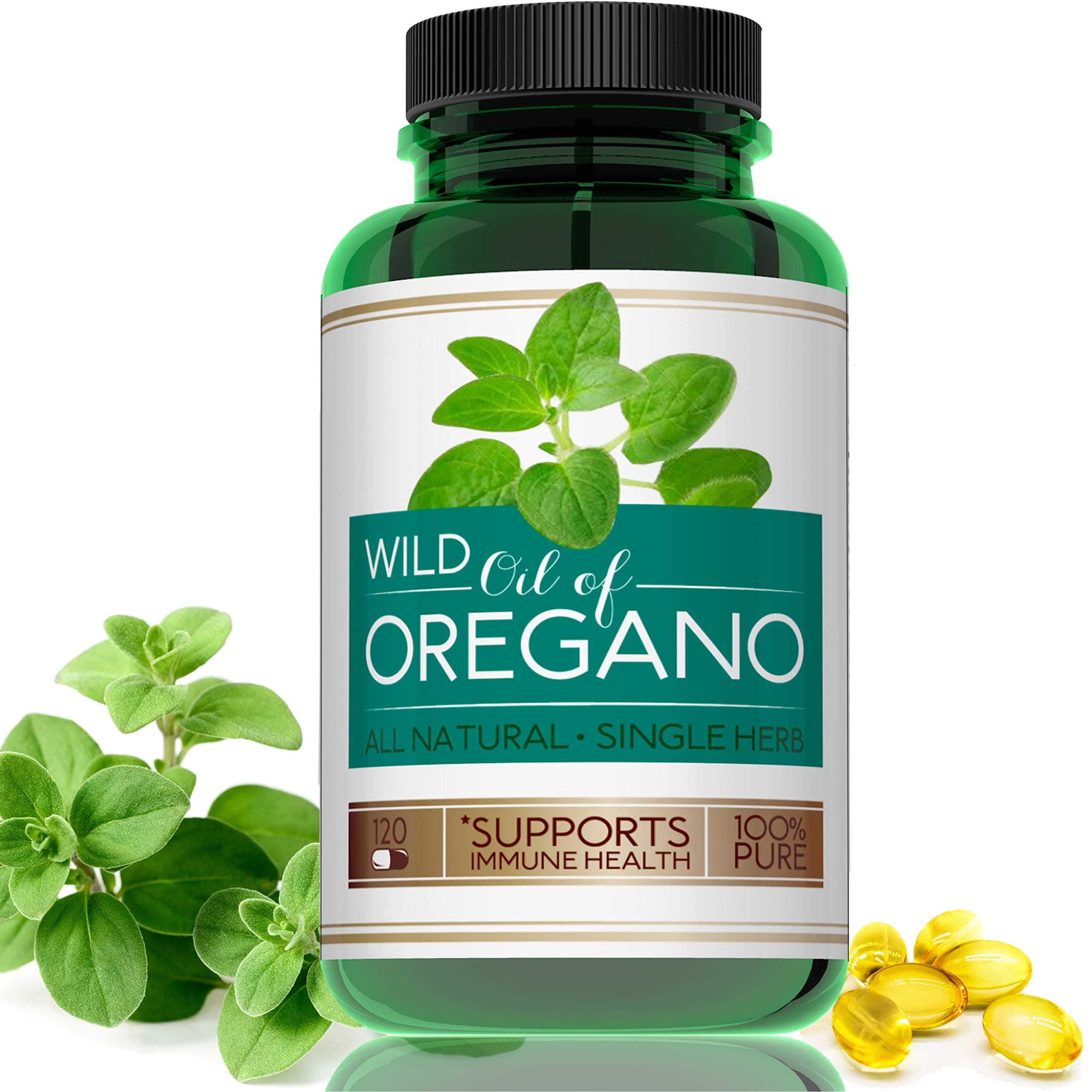Oregano Oil Capsules, 120 Liquid Softgels, 70% Strength Carvacrol, Pure Oreganol Leaf Extract, All Natural Essential Herb Supplement, Immune Support Herbs, Non GMO, Easy to Swallow Pills, Made in USA