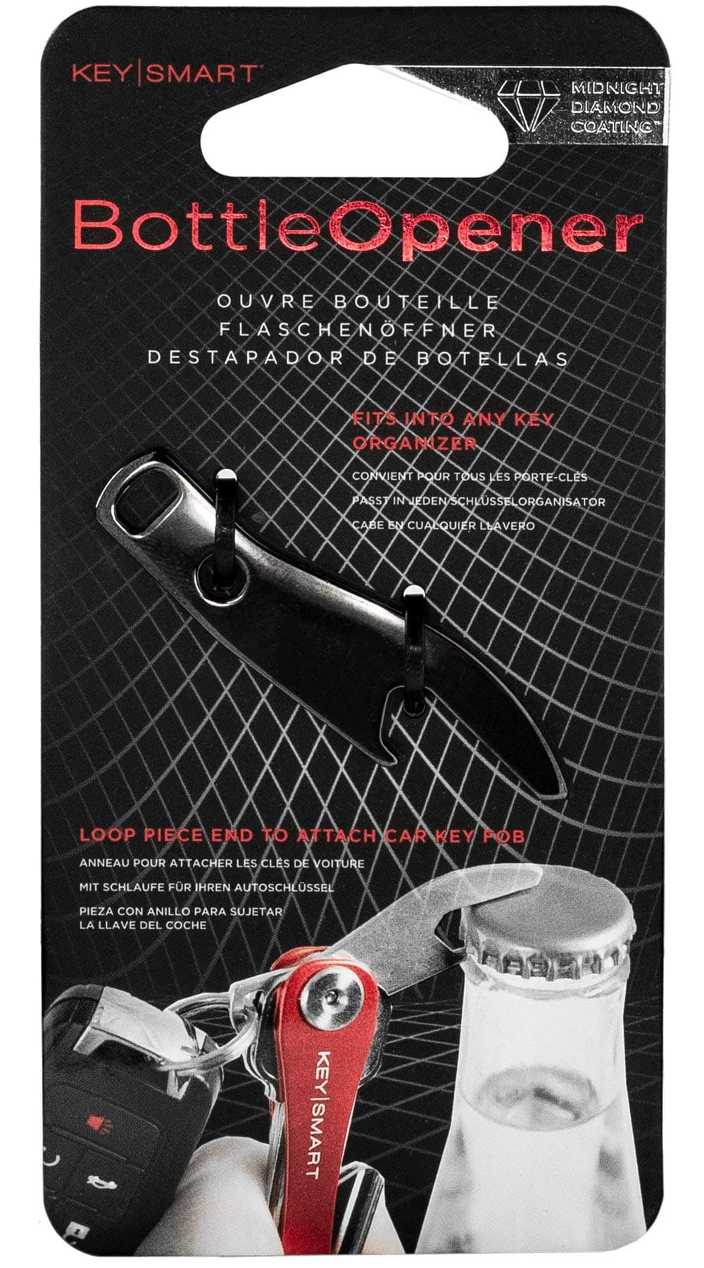 KeySmart Compact Key Holder Add-on Accessory - Stainless Steel Bottle Opener (Midnight Diamond)