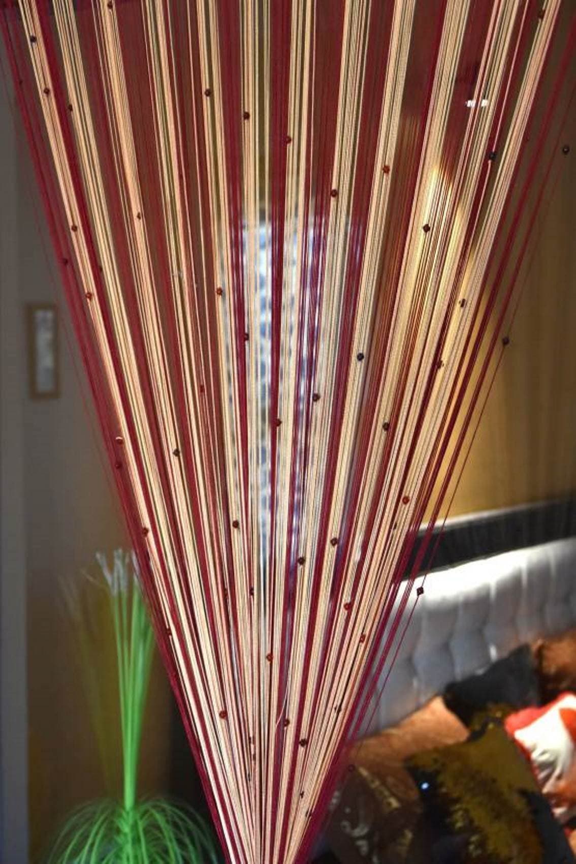 Homesazz Multicolour Thread Design Beaded String Door Curtain-Set of 2