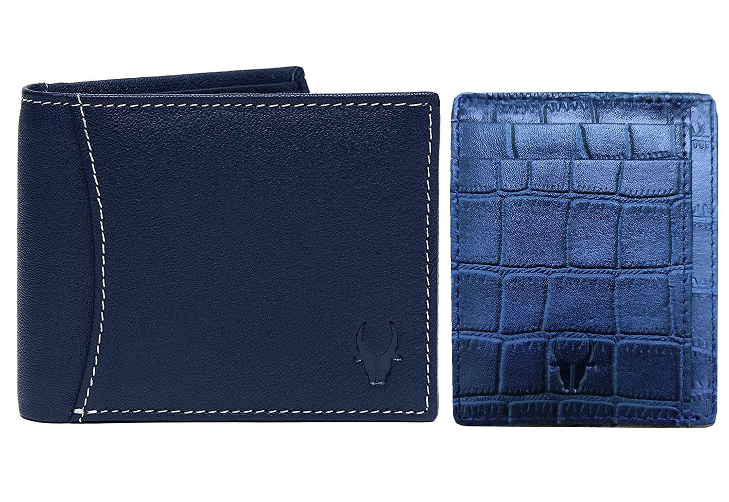 WildHorn Leather Wallet for Men (CRD Blue Croco+ BLUE54)