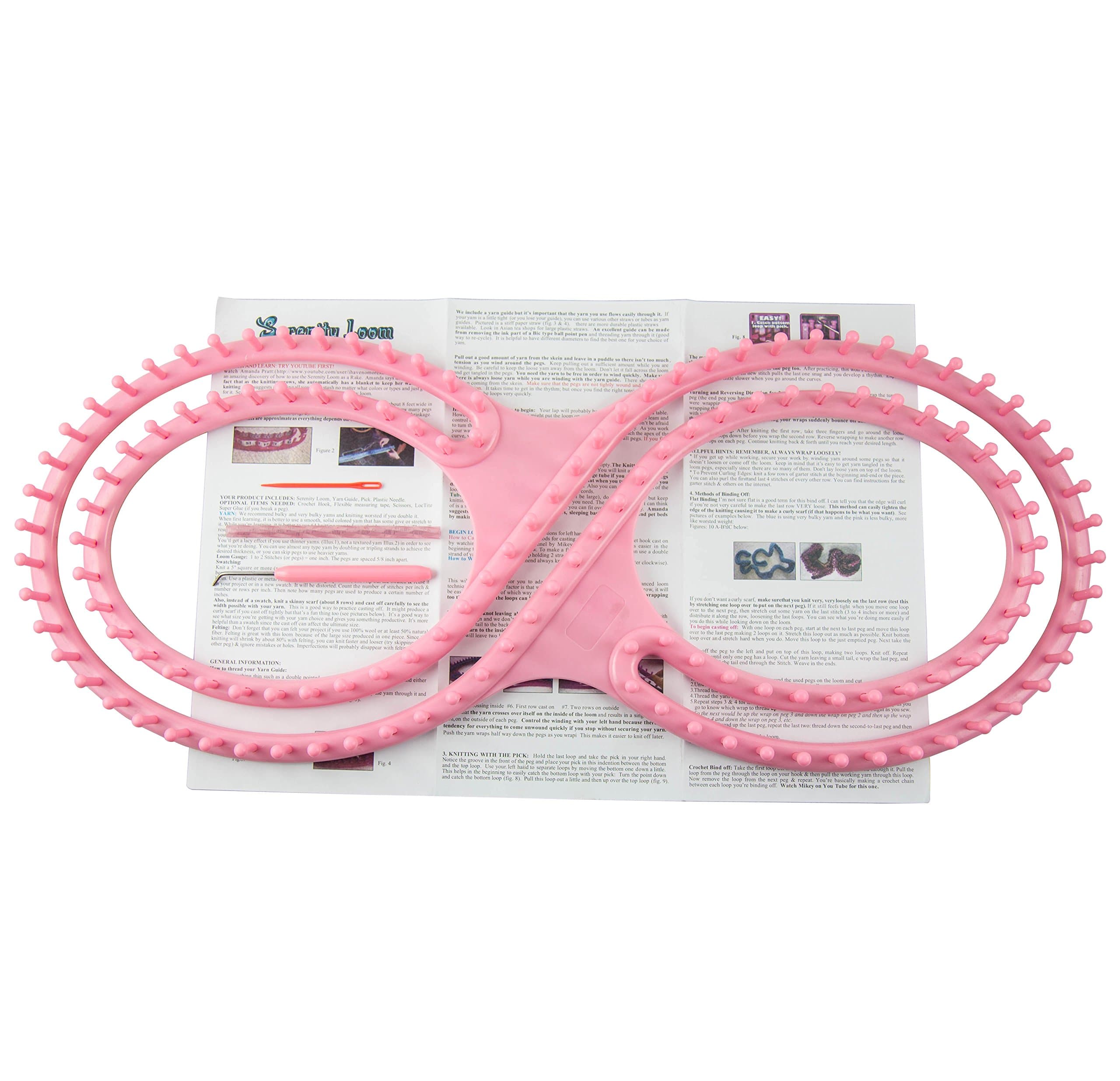 Feici - 55" Wide Afghan Loom Knitting Board Weave Loom Kit with Instructions and 3 Projects Blue (Pink)