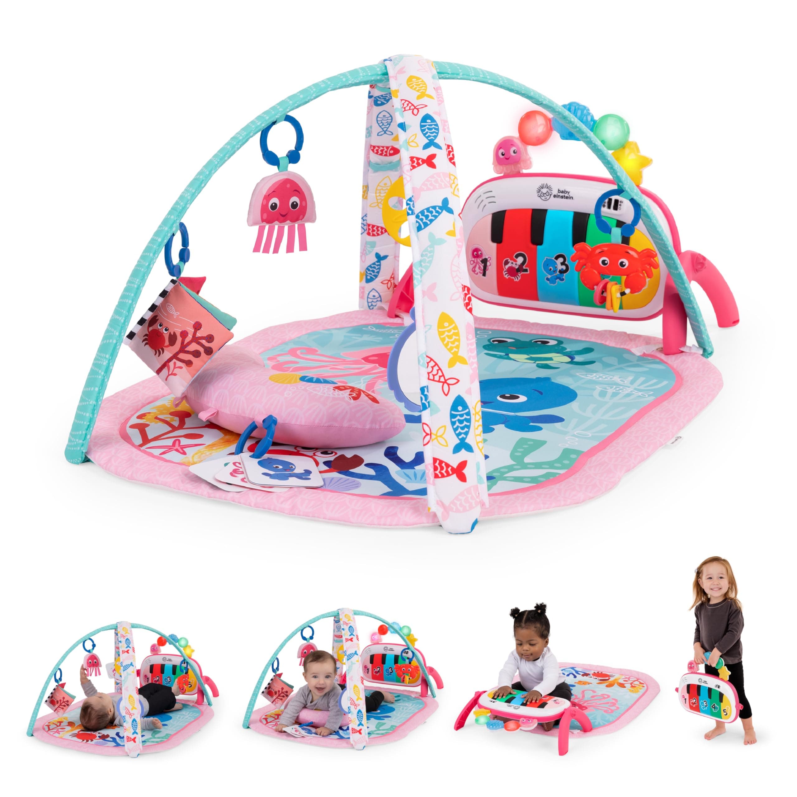 Ocean Explorers 4-in-1 Kickin Tunes Jellyfish Jamboree Music & Language Discovery Gym, Pink, Ages 0 Months and Up