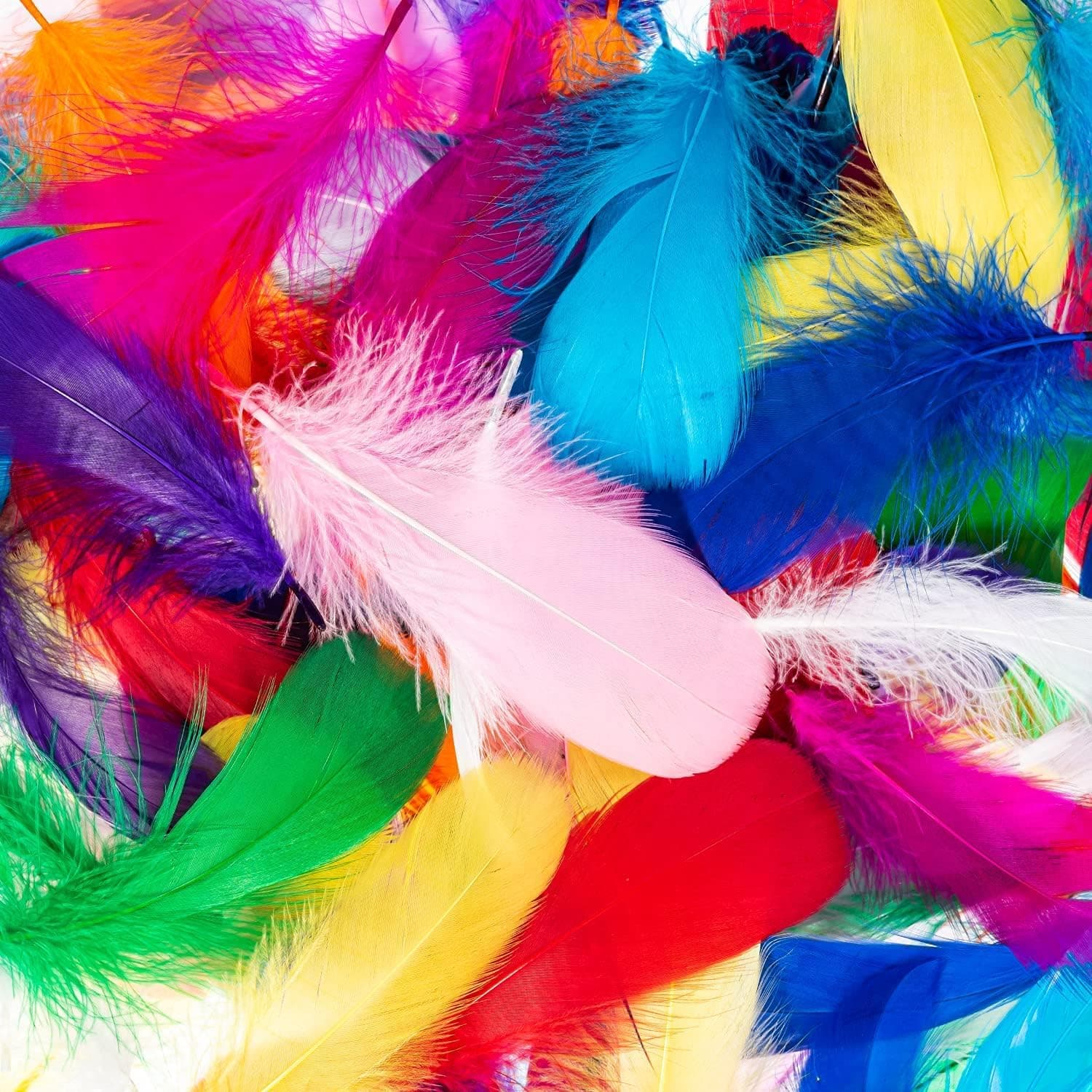 HOGOOD 200 pcs Colorful feathers 12 colors craft feathers 2.3-4.7 inches assorted rainbow feathers Wool children's handmade wedding DIY decorations with natural feathers