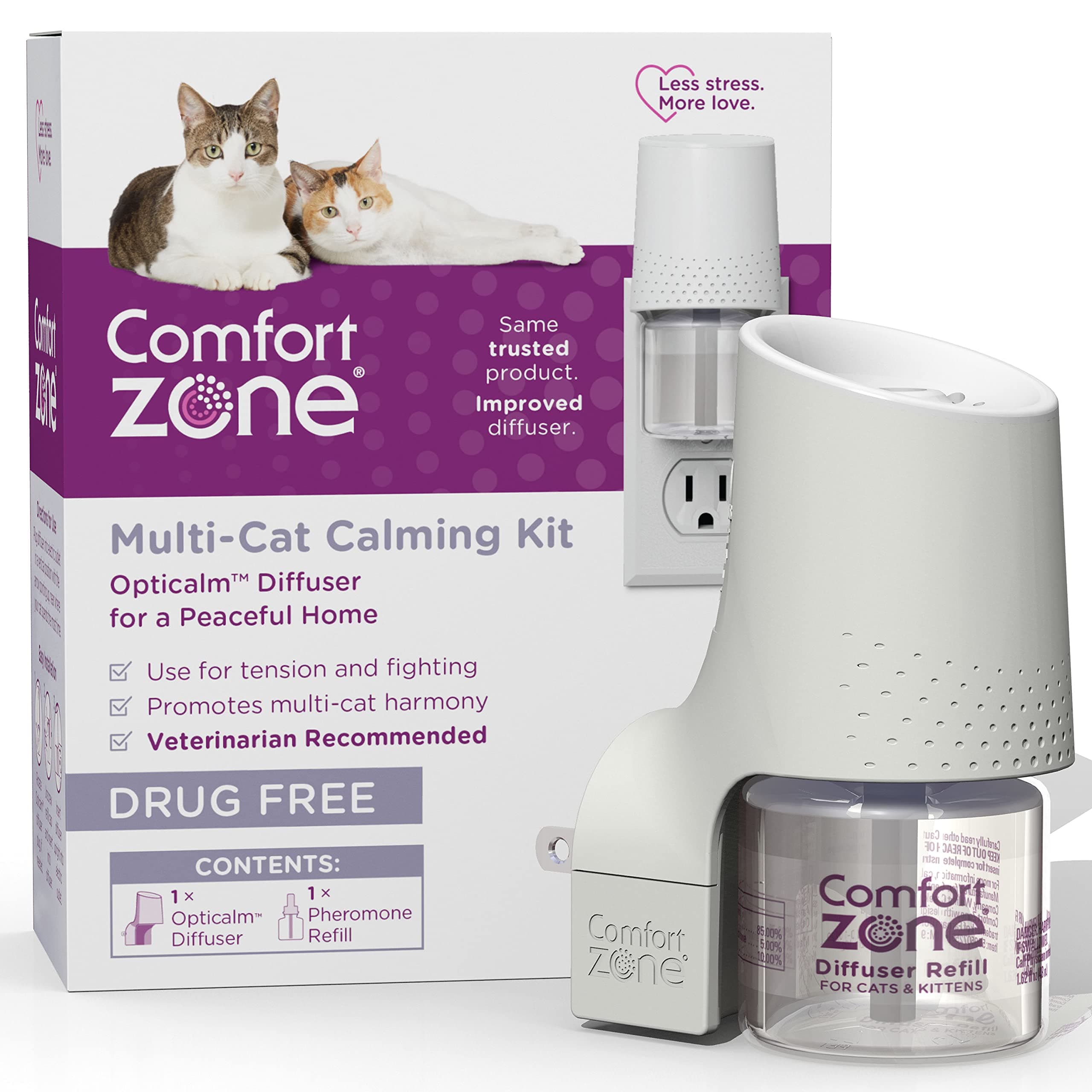 30 Day Starter Kit; 1 Multicat Diffuser & 1 Refill; Cat Calming Pheromone; Reduce Stress, Aggression, Fighting, Urine Marking, Scratching