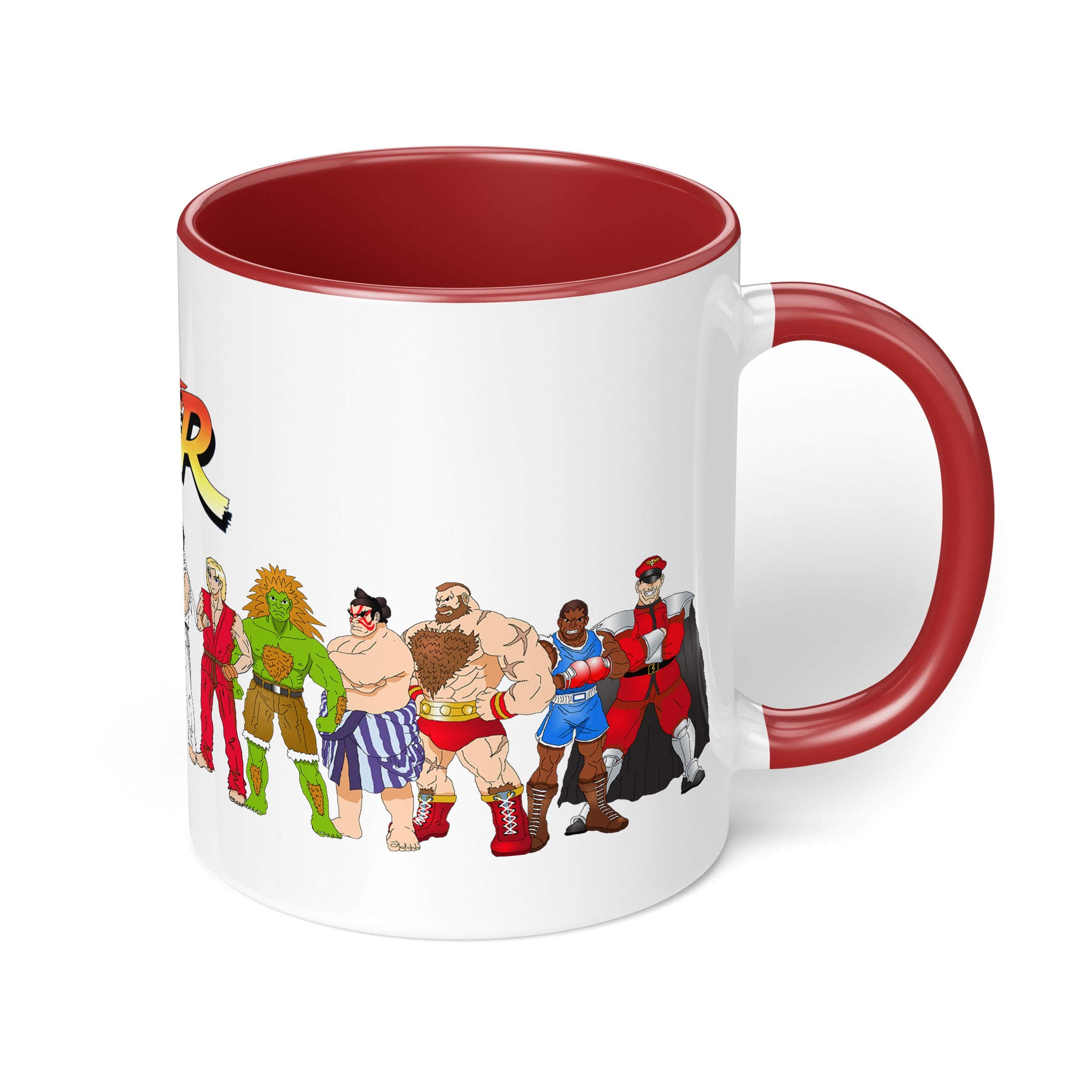 1 Mug - "Street Fighter Pop Culture" Mug - Perfect for your cuppa Coffee, Tea, Karak, Milk, Cocoa or whatever Hot or Cold Beverage you Drink! - 11 Oz - Red Handle & Inside Colour