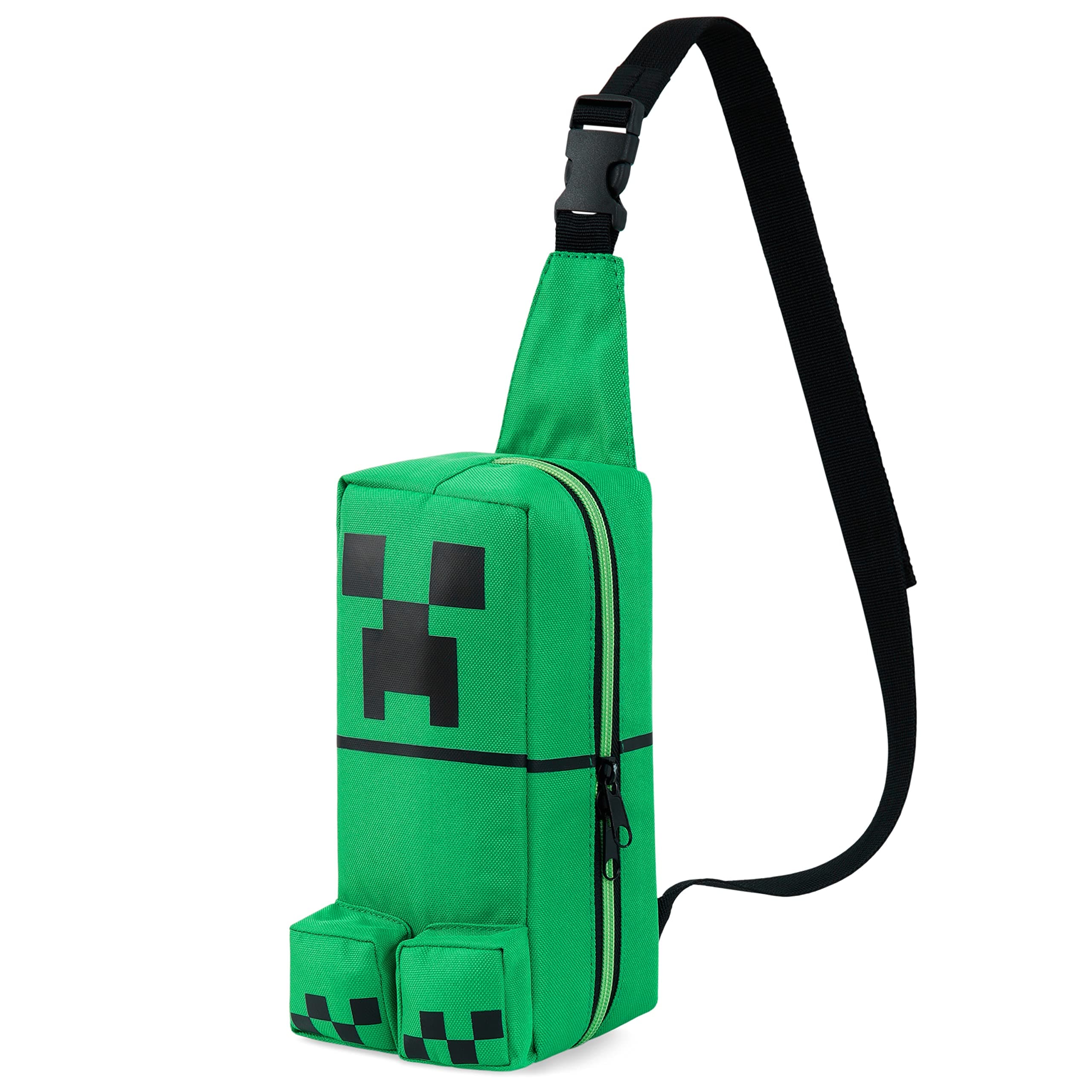 Crossbody Bag for Kids Teens Creeper Sling Chest Bag for Travel with Adjustable Strap Gamer Gifts for Boys (Green)