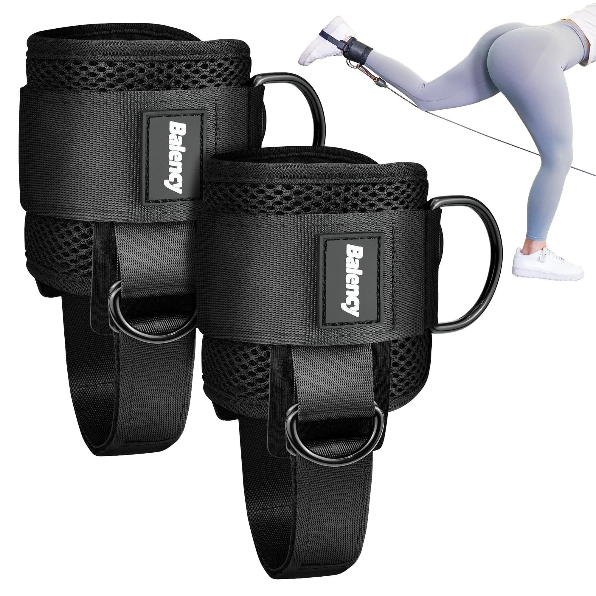 Ankle Straps for Cable Machine Woman, Balency Padded Ankle Strap for Cable Machine Kickback, Cable Ankle Attachment for Gym, Ankle Cuff, Kickback Ankle Strap for Glute Workout, Leg Extensions