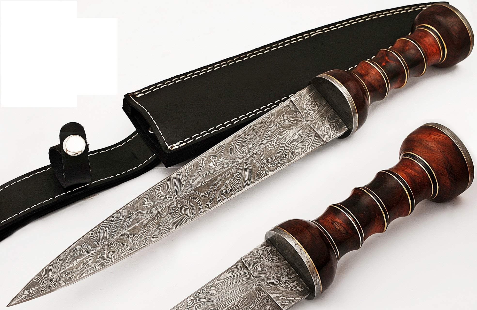2607 Custom Handmade Damascus Steel Roman Gladius Sword Dagger Knife Short Sword Red Wood Handle (Replica)