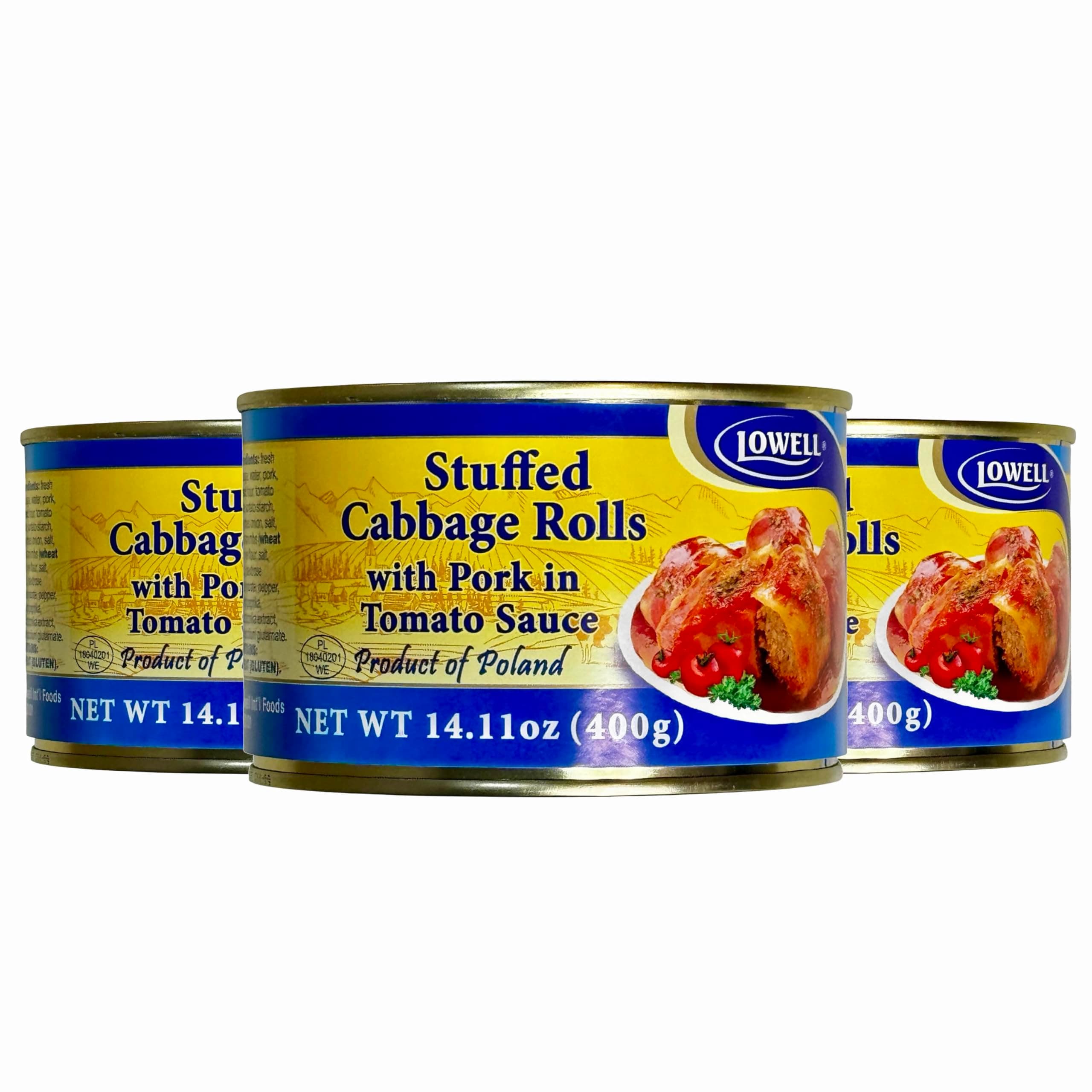 Lowell Foods Canned Stuffed Cabbage Rolls with Pork in Tomato Sauce 400g (Pack of 3)