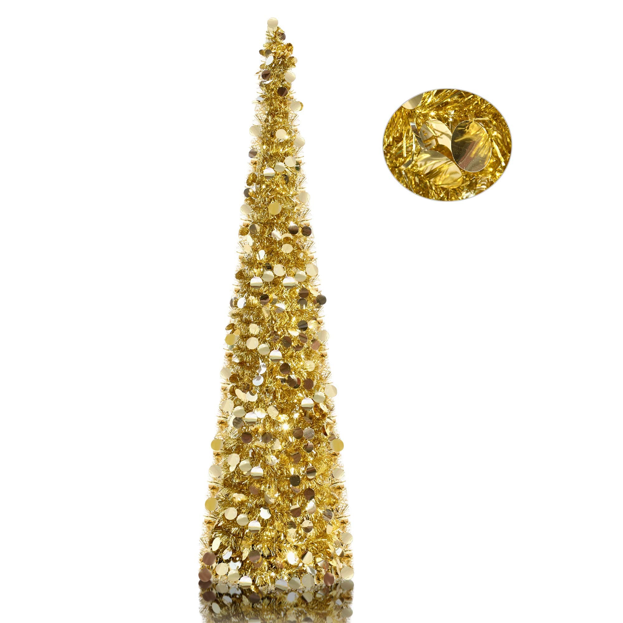 5' Gold Pop-Up Artificial Christmas Tree,Collapsible Pencil Christmas Trees for Apartments,Dorm Rooms,Fireplace or Party
