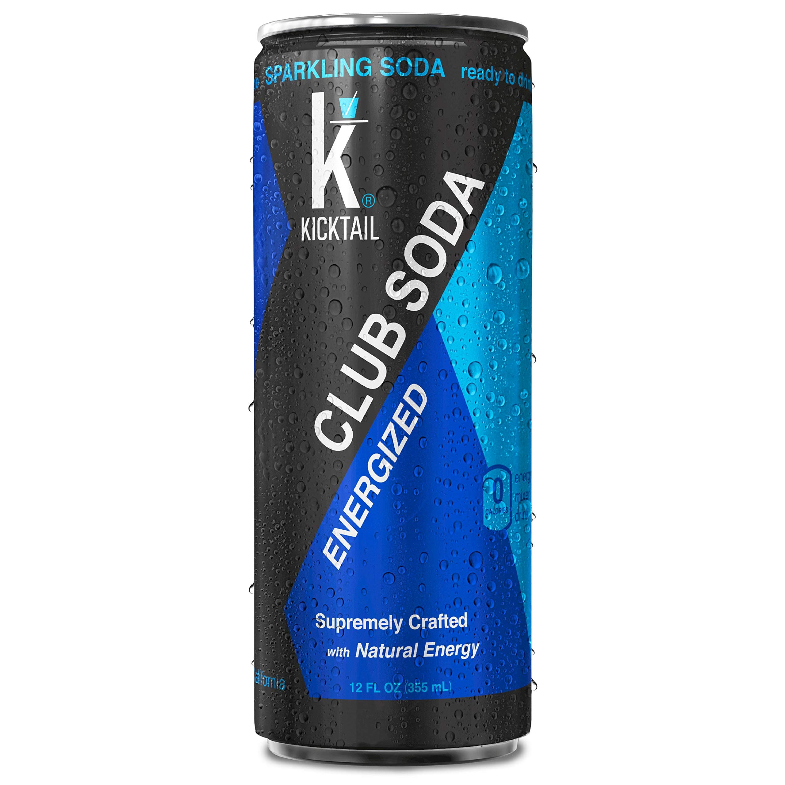 KICKTAIL Energized Club Soda, Drink Mixer, Zero Calories, 12 FL OZ Cans (4 Pack)