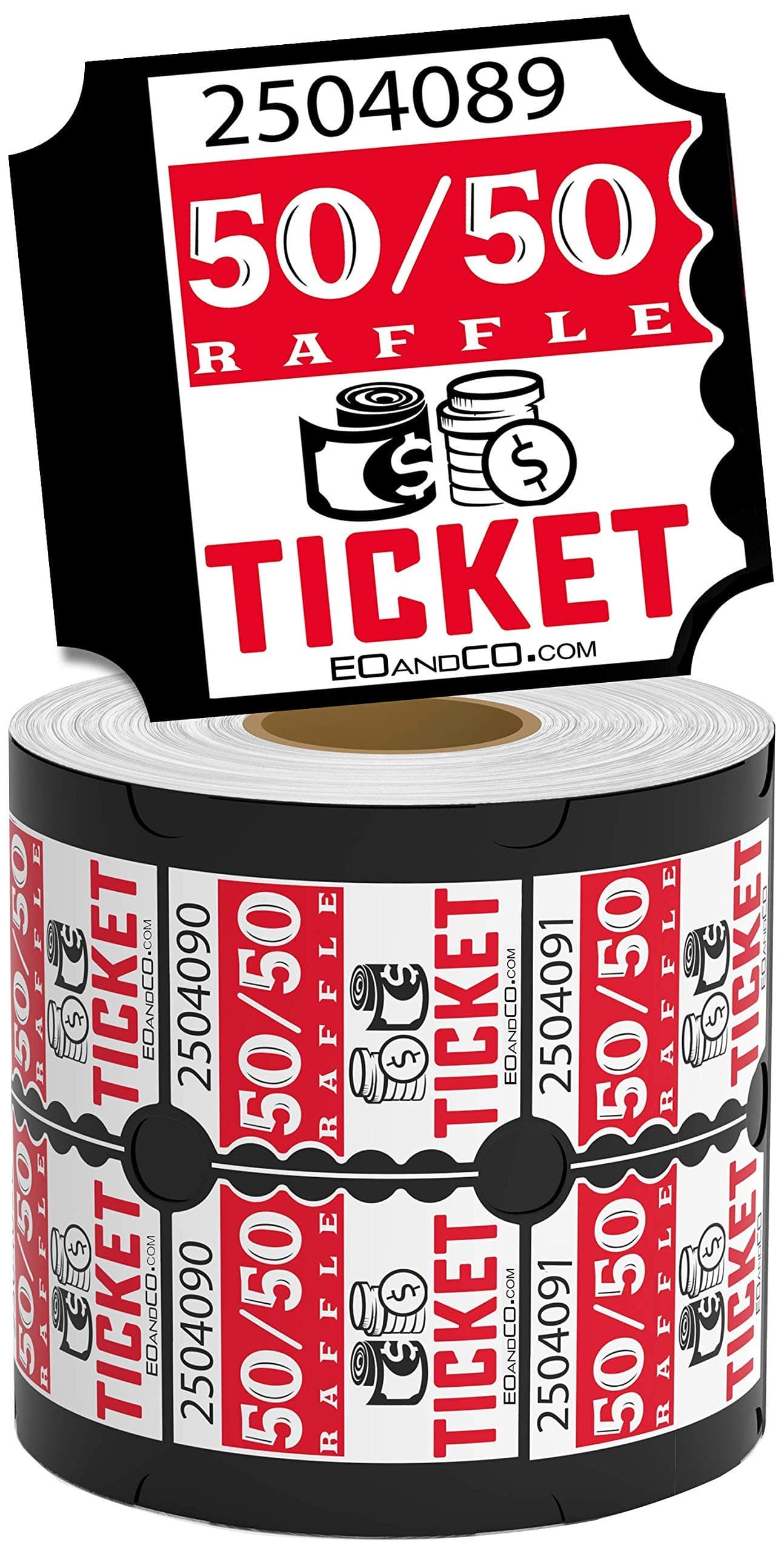 Raffle Tickets - 50/50 Double Lottery Ticket Roll – 1000 Count Double Raffle Tickets – Premium Carnival & Charity Tickets – Event Tickets with Info Details – Easy to Tear Apart Ticket Roll