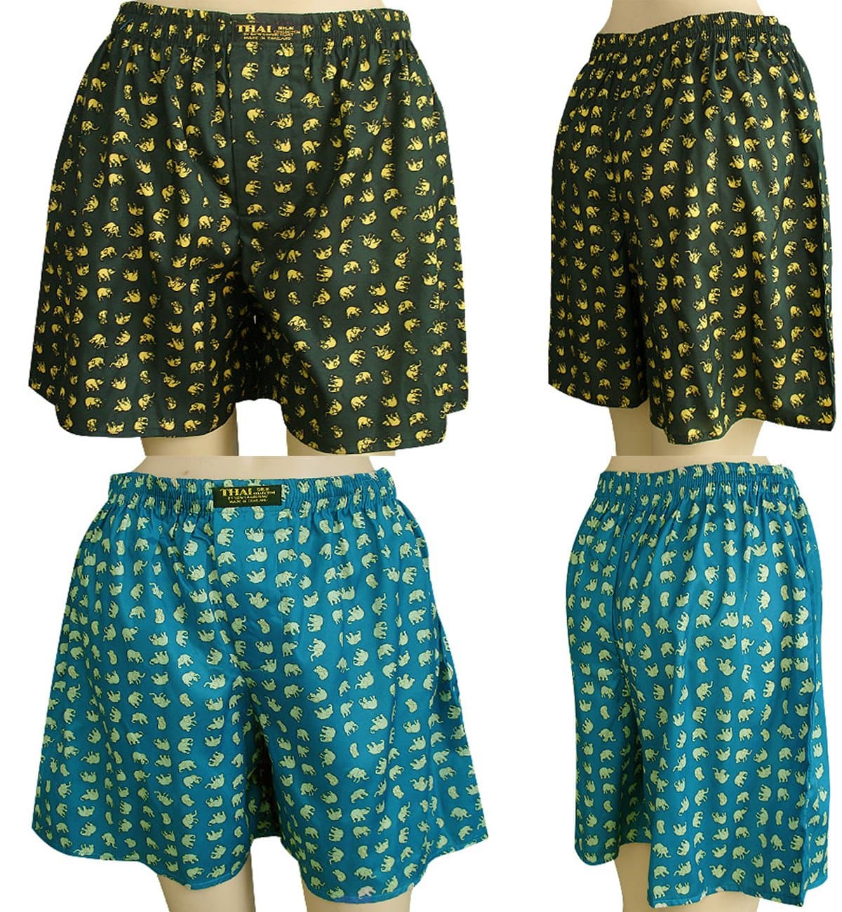 2 x Unisex'sSmall Elephants Design Size 32-35" Thai Silk Boxer
