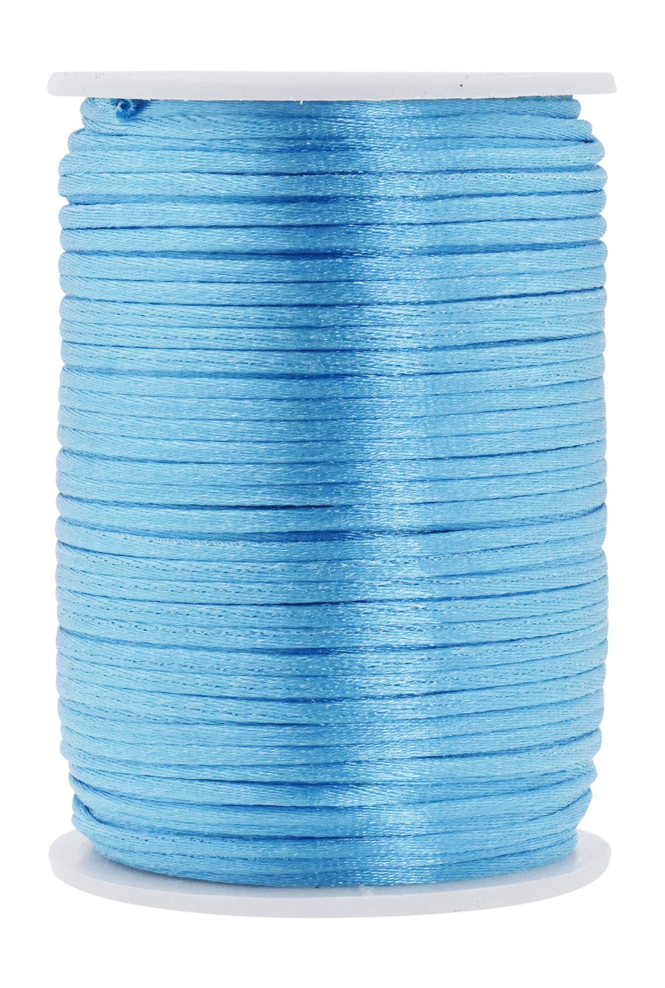 Mandala Crafts Nylon Satin Cord 2mm Rattail Cord Light Blue String - 100 Yds Nylon Chinese Knotting Cord Rat Tail Silk Cord for Bracelet Necklace Jewelry Making Macrame Trim