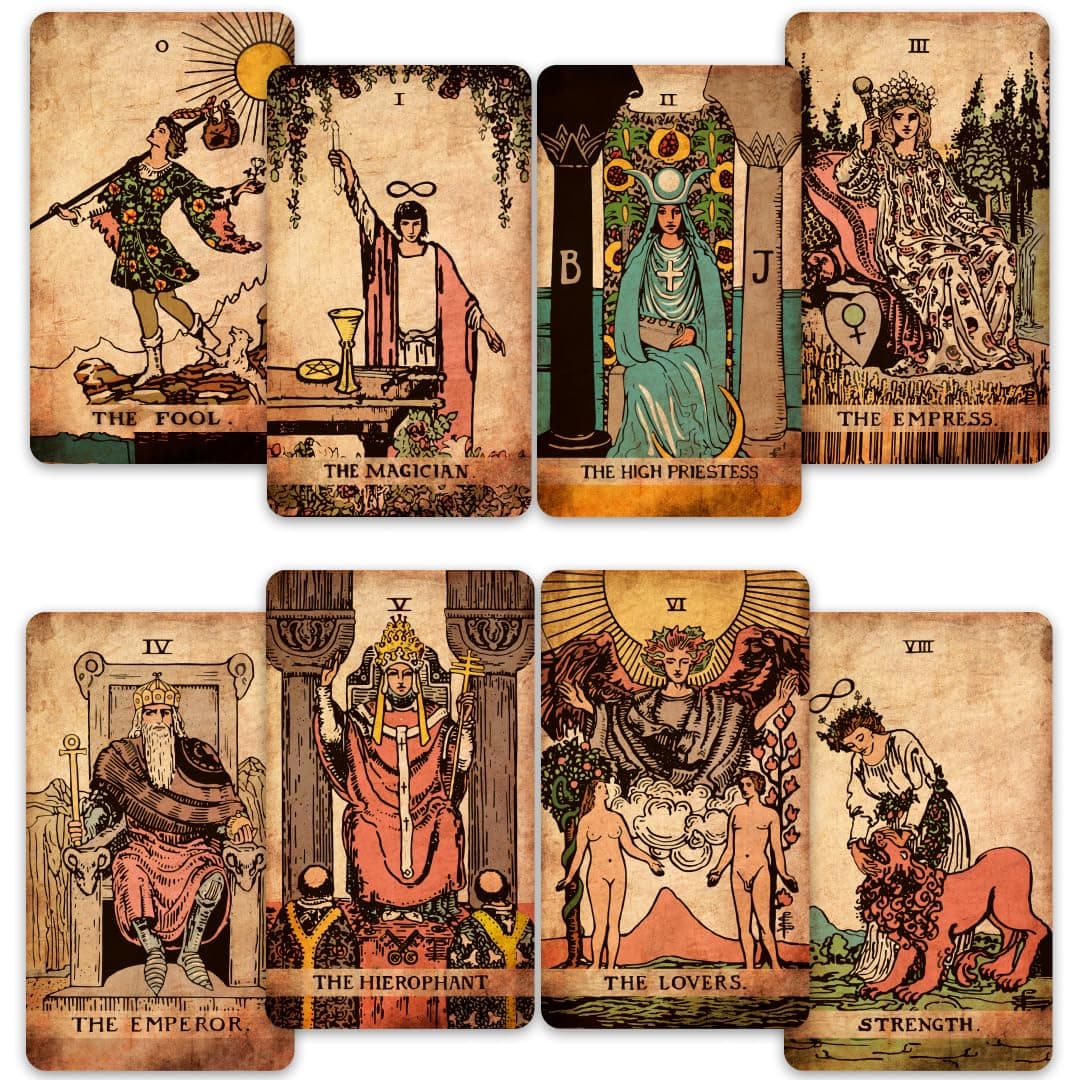 CRAFTERIAN Classic Tarot Set - 78 Cards with Gold Border Full Guide 91 Pages Perfect for Beginners, Elegant and Lightweight, Authentic Tarot Experience