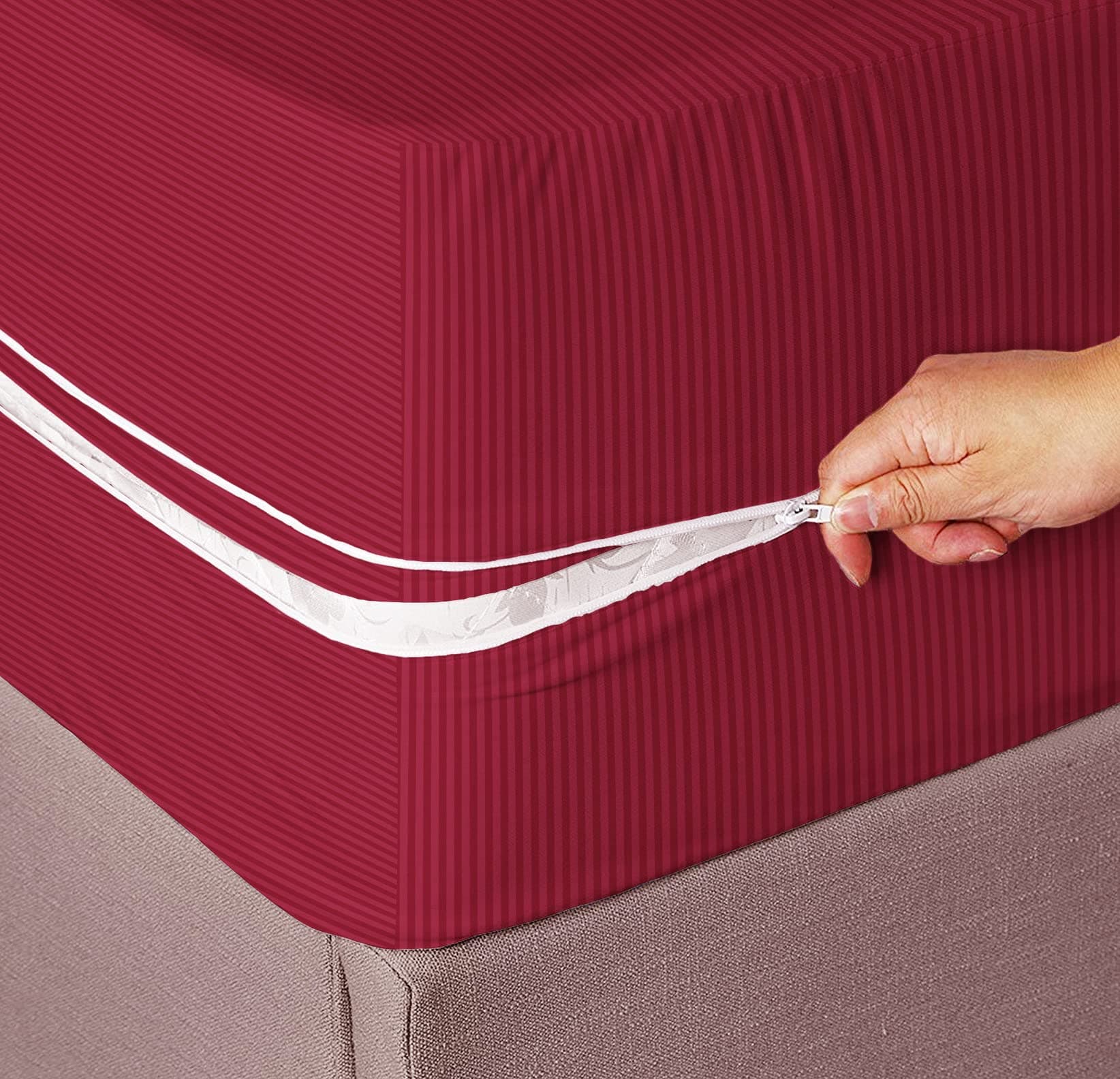 BSB HOME® Premium Cotton Mattress Cover/Protector with Zipper Chain|Provides All Around Protection with 360° Encasing |King - 78x72 inches (6.5x5 ft) - Pack of 1 - Maroon