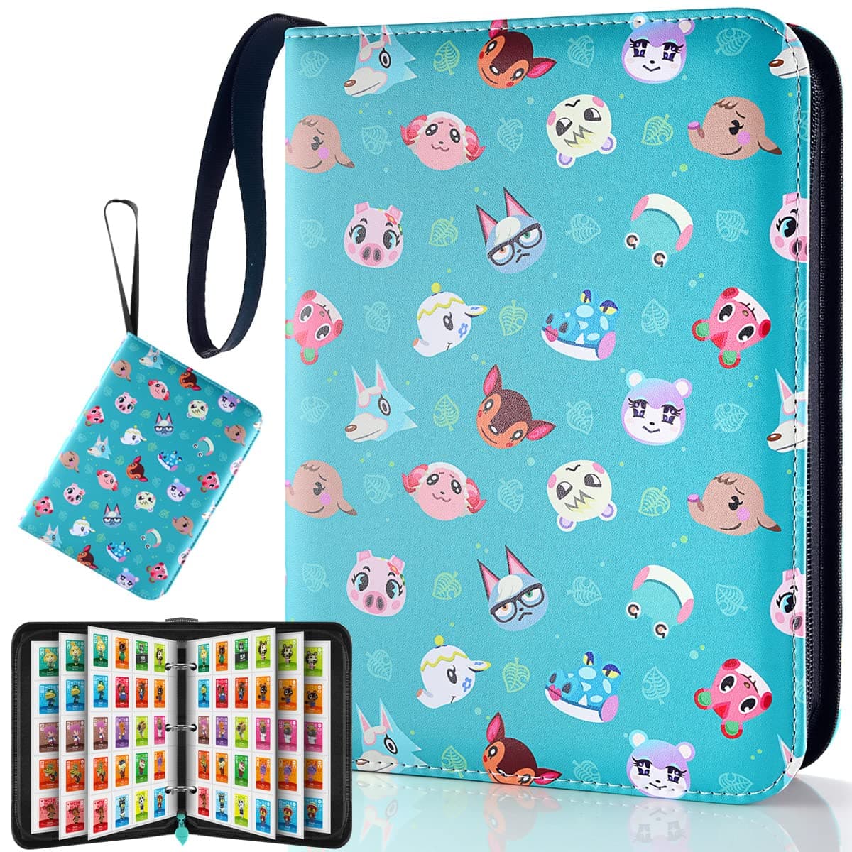 JOYHOOD Card Binder for ACNH Mini Amiibo Cards, Holder Folder With Sleeves, Waterproof Game Collection Album Book, Compatible NFC Tag Gifts / - 300 Slots, Green-s, Mini Size (JHD01-S)