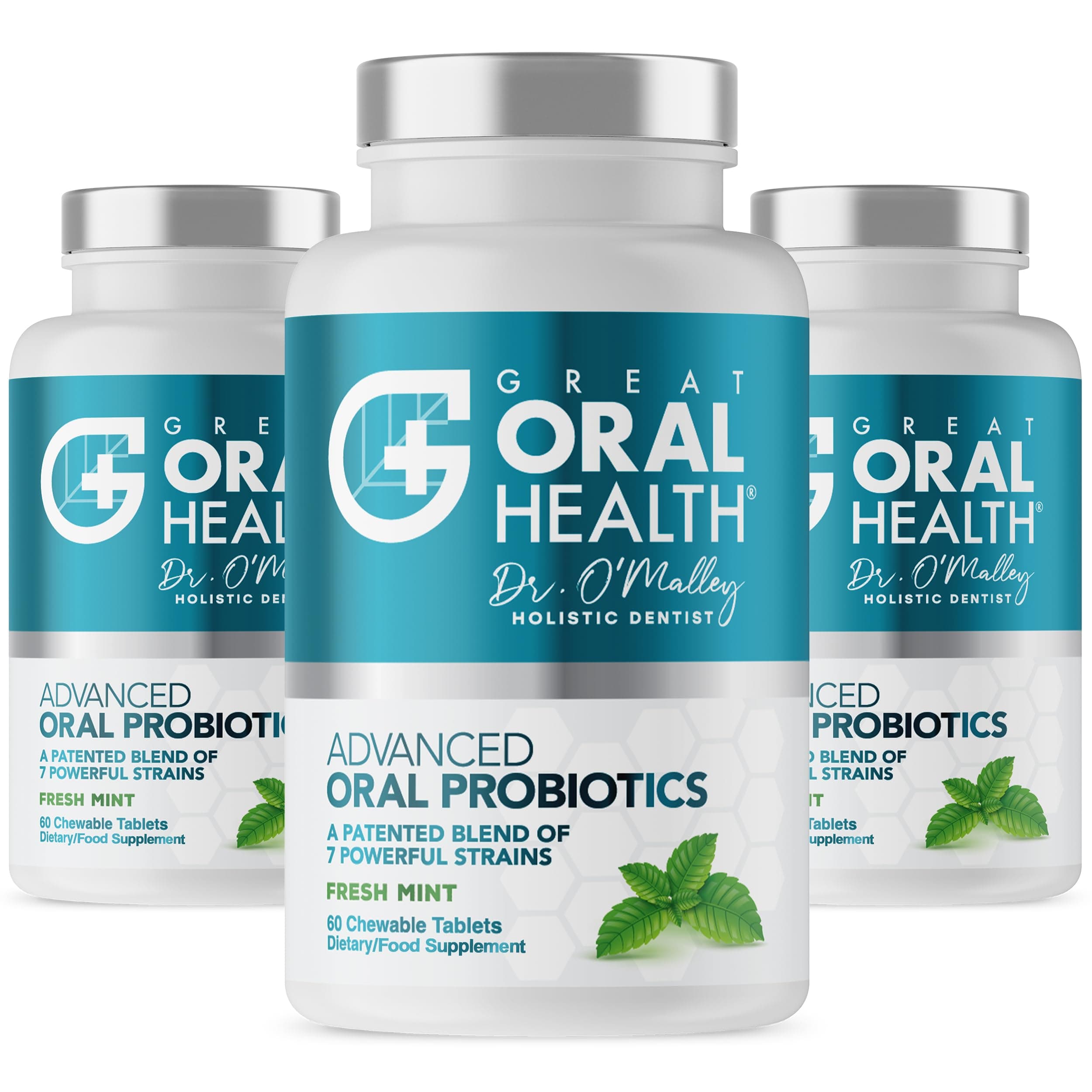 Oral Probiotics for Mouth Bad Breath Treatment for Adults: Dentist Formulated BLIS K12 M18 Advanced Oral Probiotics for Teeth and Gums, 60 Chewable Oral Health Probiotics Supplement Tablets (Mint 3pk)