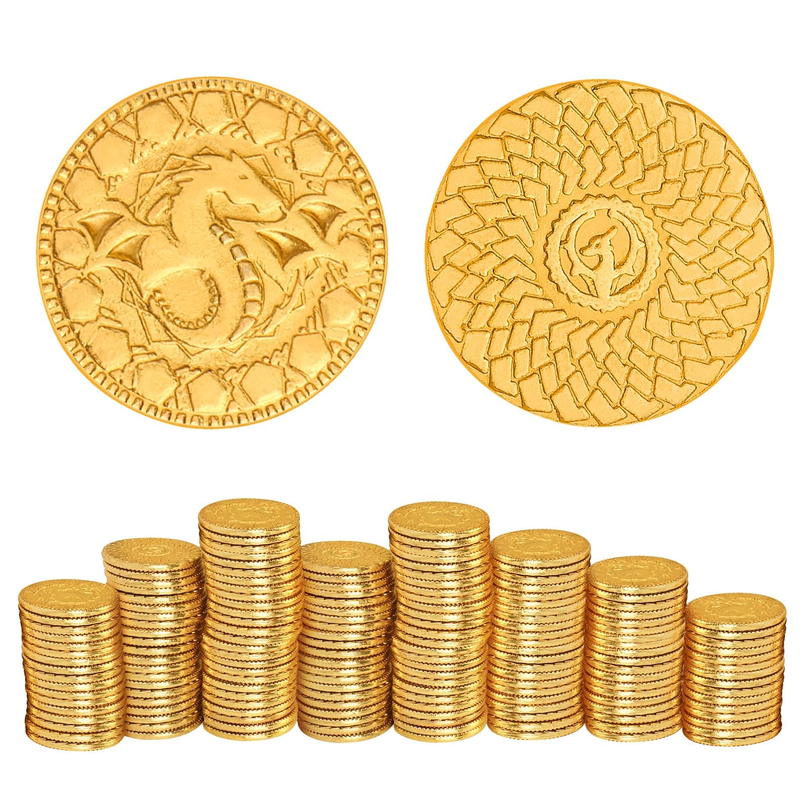 50 PCS DND Fantasy Metal Gold Coins & Leather Pouch for Dungeons & Dragons Novelty Tabletop RPG Board Games Tokens Treasure Coins for Party Tablelap Games Accessories Addons Medieval Game