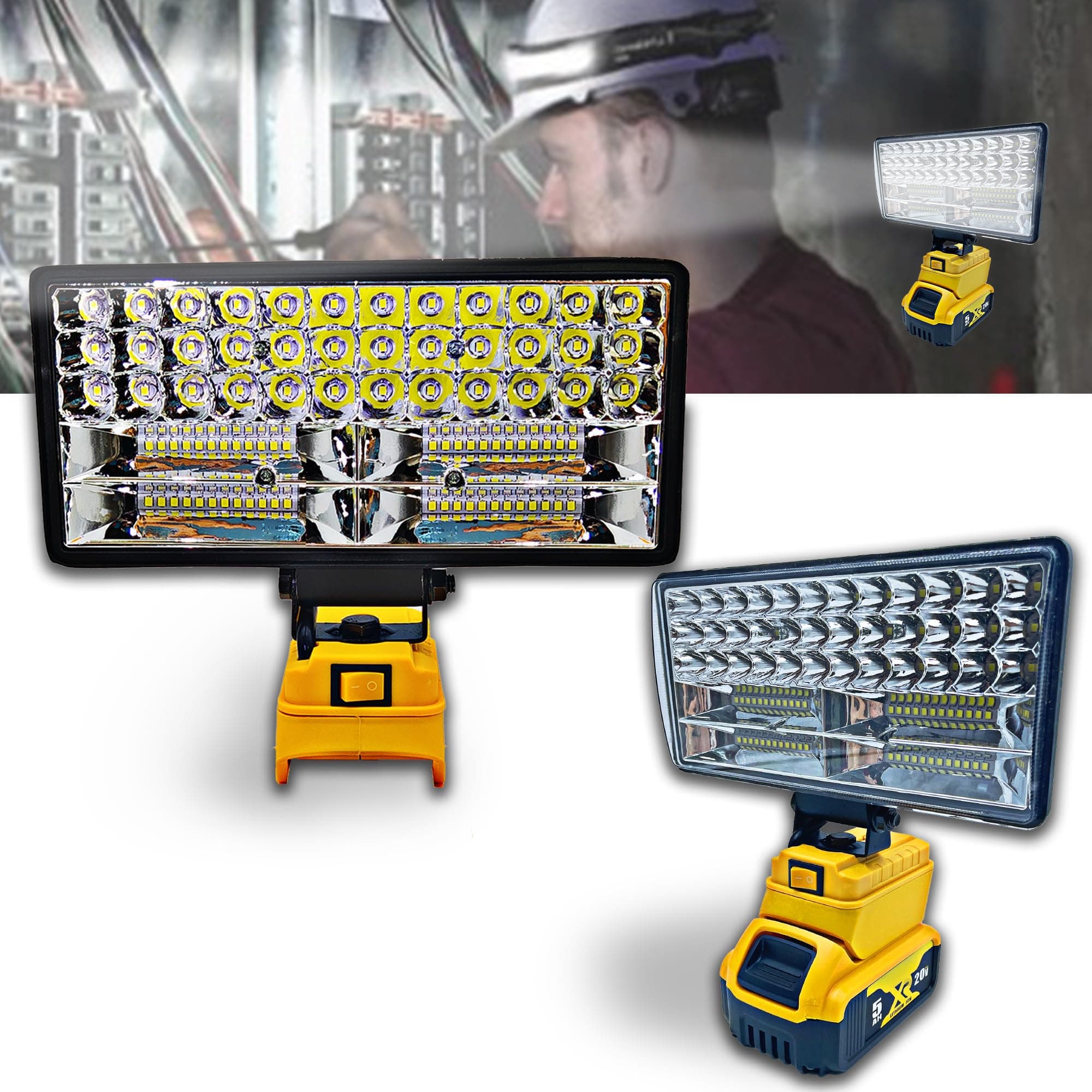 Cordless LED Work Light for Dewalt 20V Battery,90W 5400ML LED Wide Beam Flood Light with Two USB Charging Port Light for Emergency,Workshop,Garage.(No Battery)