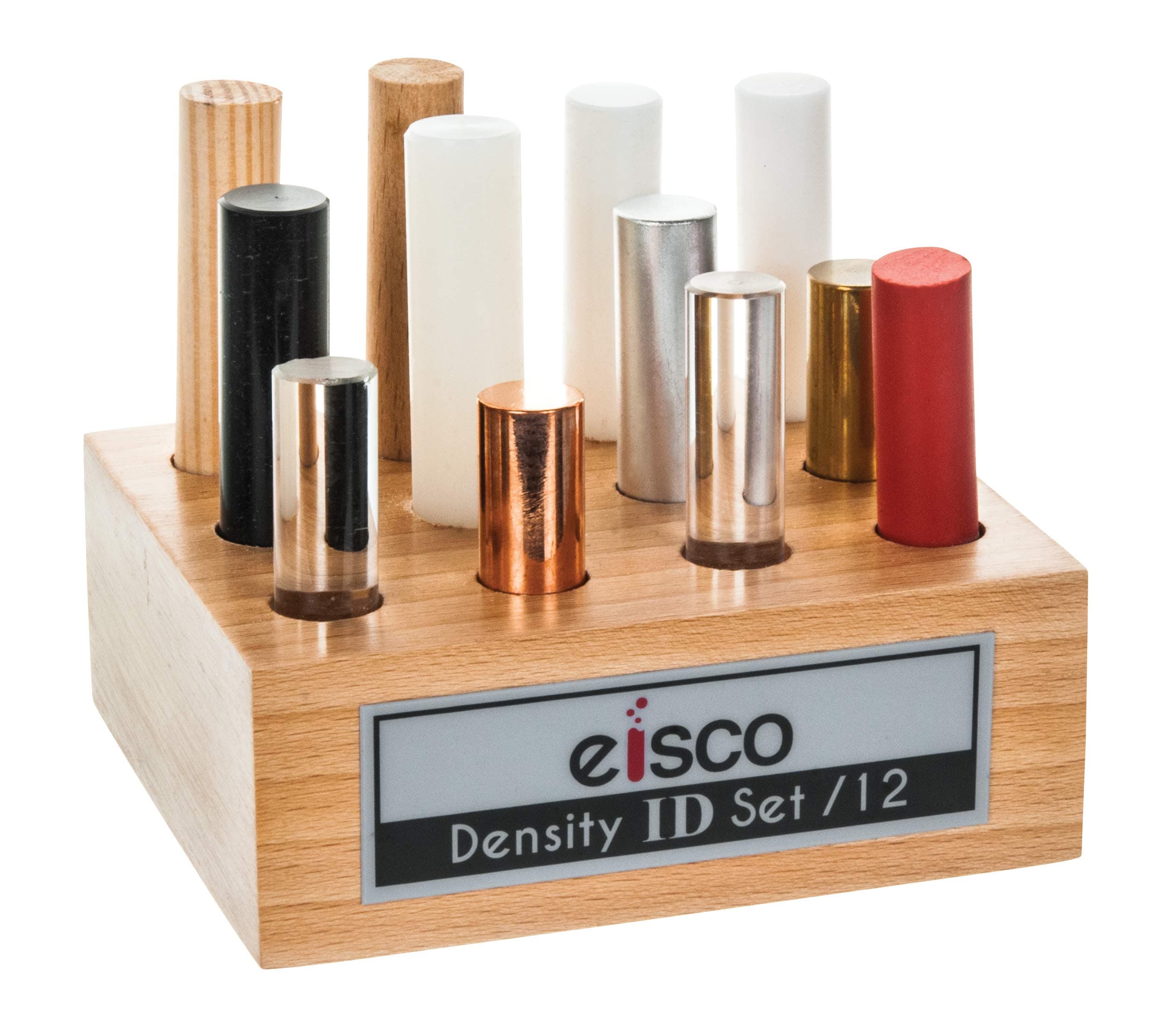 EiscoLabs Density Identification Cylinder Set of 12 with Wooden Holder