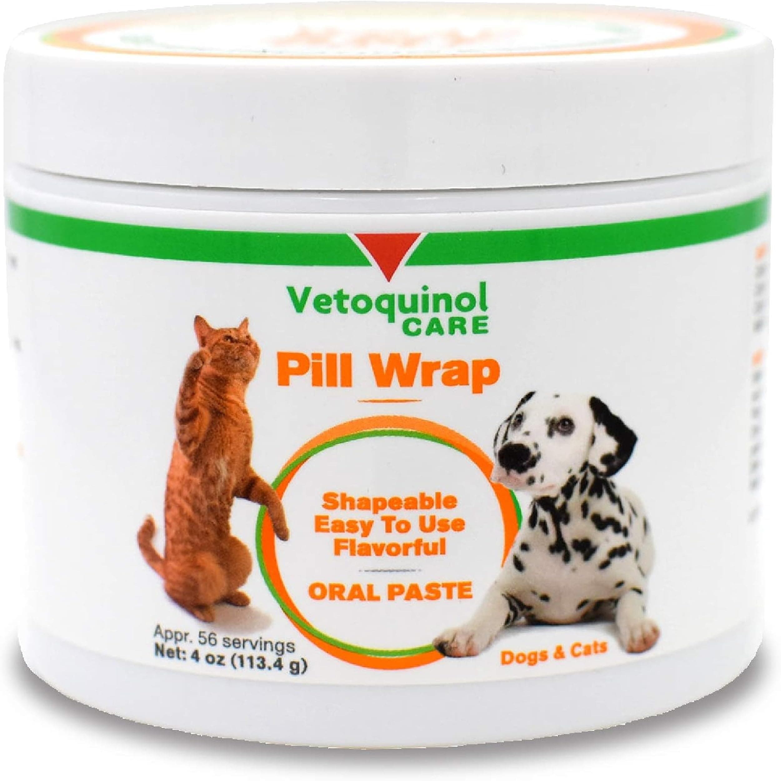 Vetoquinol Pill Wrap Treats for Dogs & Cats - 4oz, 56 Servings - Hides Any Size, Shaped Medication - Moist, Flavorful & Shapeable Pocket Paste - Easy-to-Swallow Masking Pouch for Training & Treats