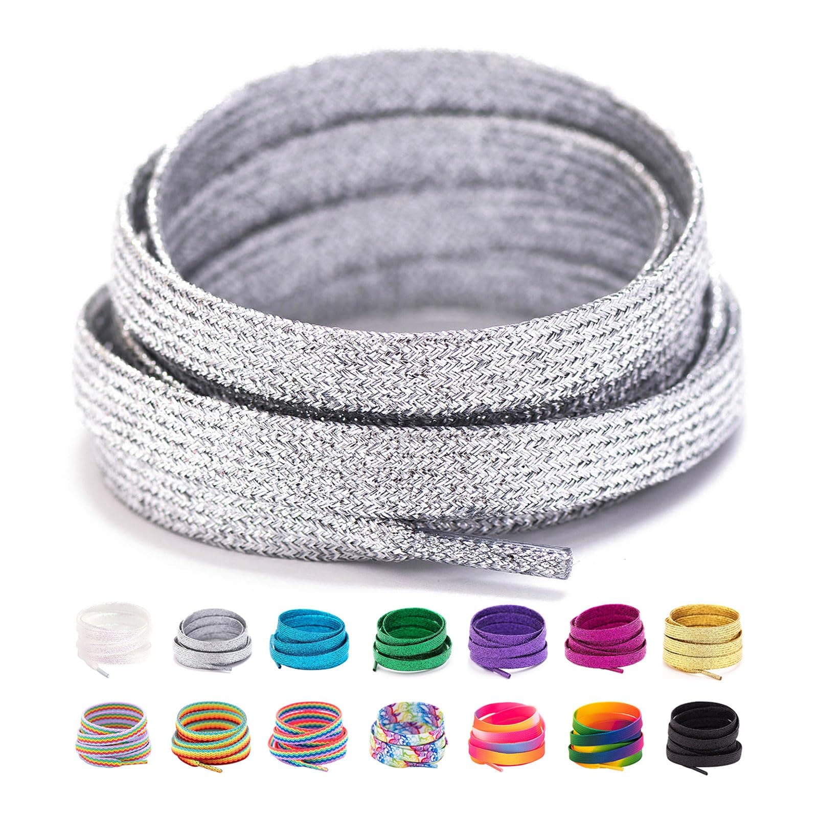 31-71" Flat Colorful Fashion Sneakers Shoelaces, Rainbow Shoe Laces
