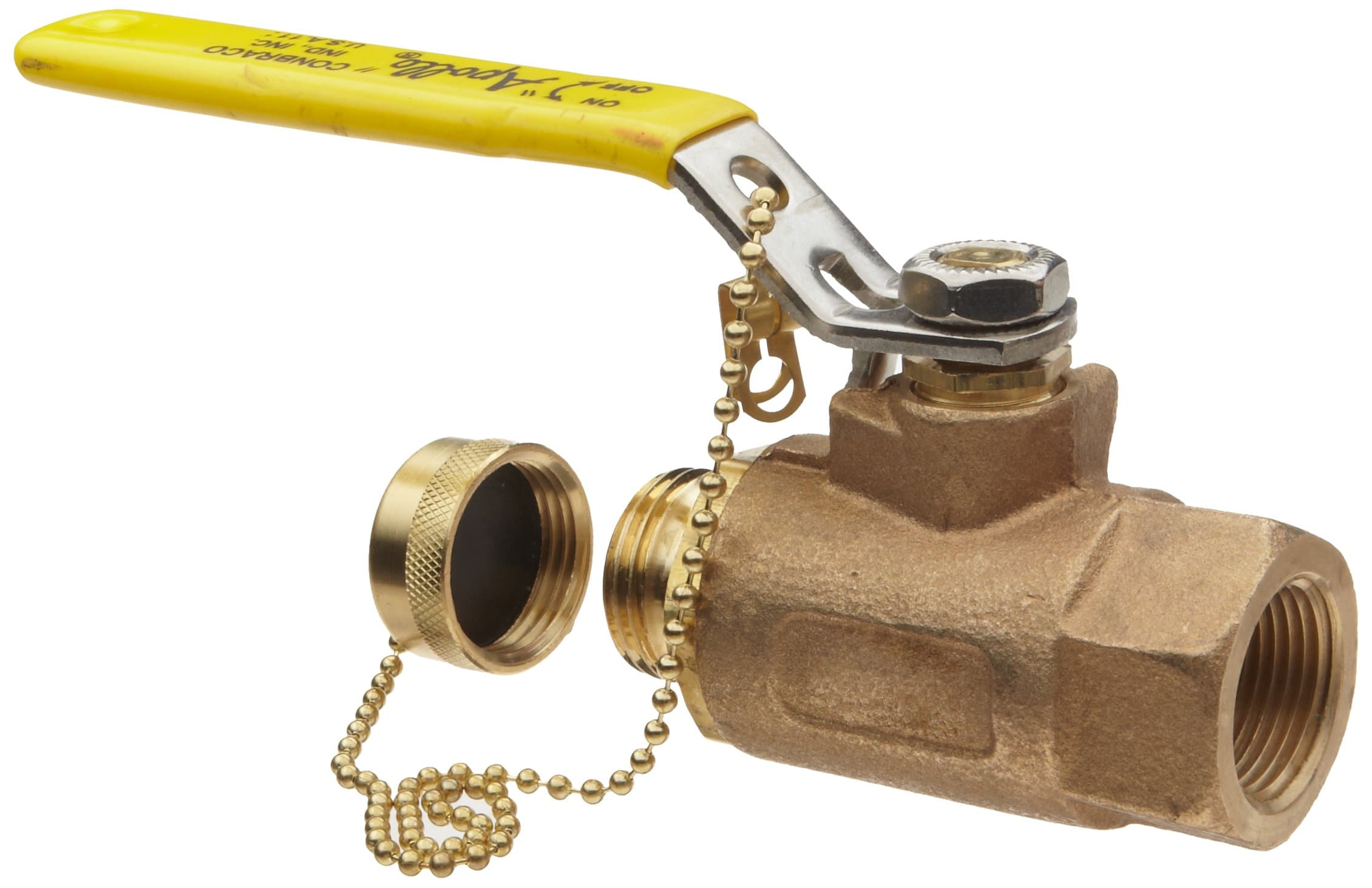 Apollo 70-100-HC Series Bronze Ball Valve, Two Piece, Inline, Lever, 1/2" NPT Female x 3/4" Hose