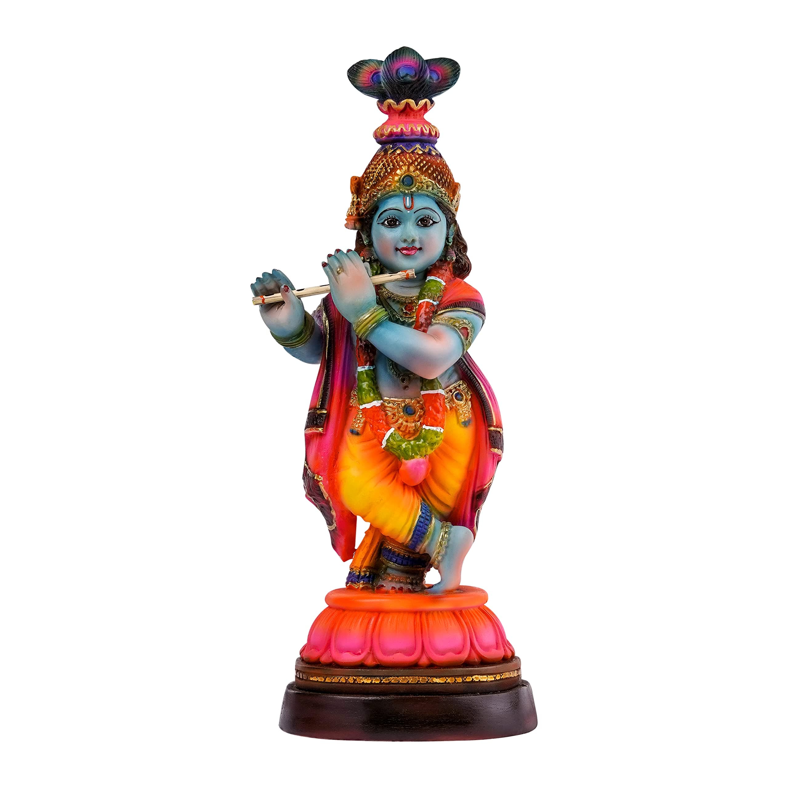 Handcrafted Krishna Murti Showpiece Hindu God Idol Decorative Statue Figurine for Home Decor Gifts for House Warming for Living Room, Multicolour, 33 X 13 X 10 CM