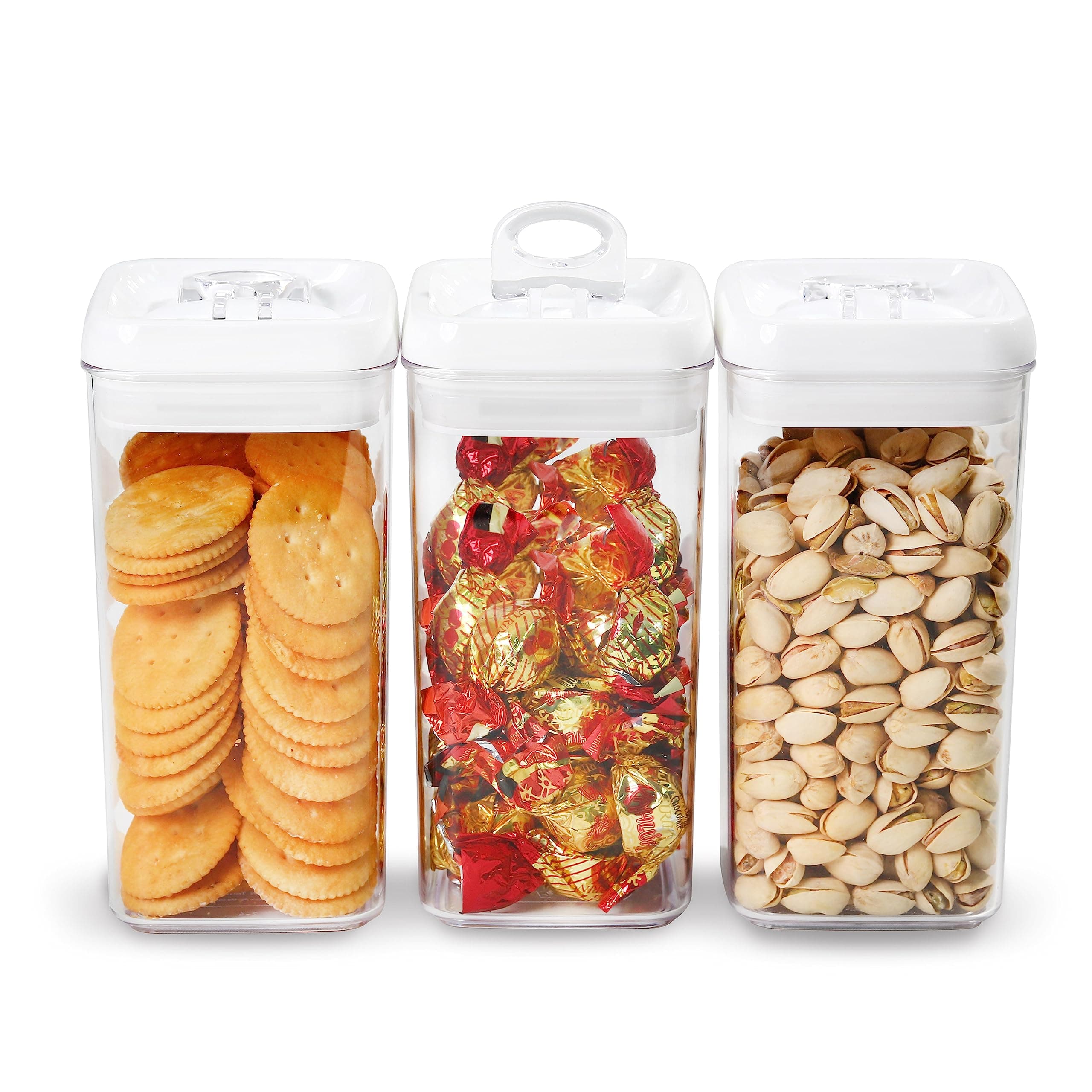 Flip Tite Food Storage Container with Lid Airtight 4" Ring Seal Flip Top, Stackable Acrylic Canister Jar for Pantry Kitchen Counter, Snack Coffee Bean Granola Pet Treats Cracker Holder (1.2 L)